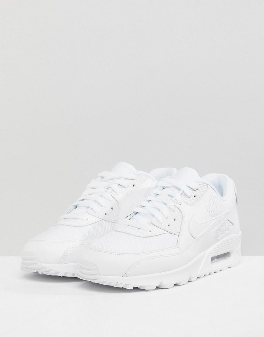 Nike Leather Air Max 90 Essential Sneakers In White 537384 Nike Air Max 90 Essential Trainers In White 537384 111