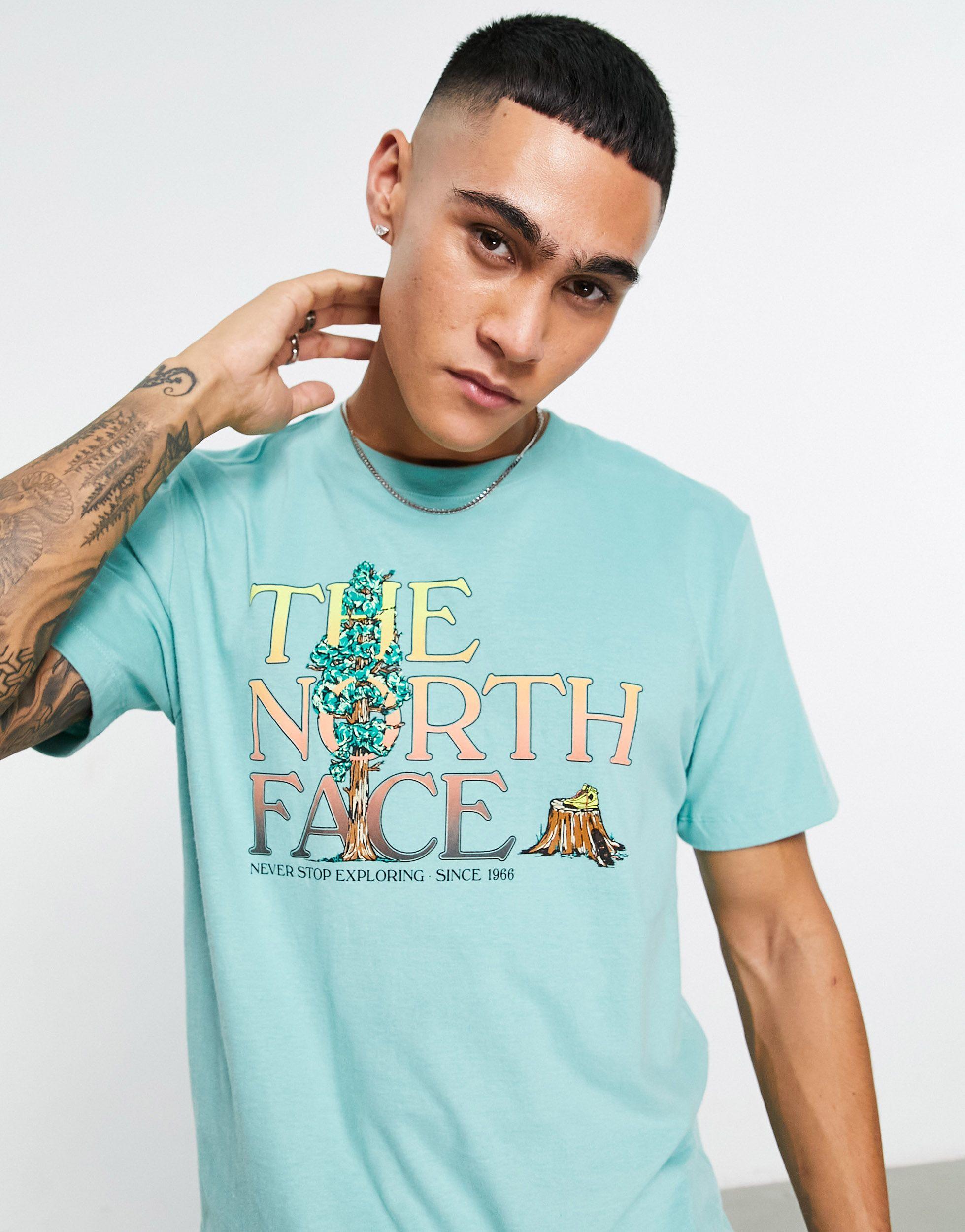 The North Face Graphic Injection Chest Print T-shirt in Blue for Men | Lyst