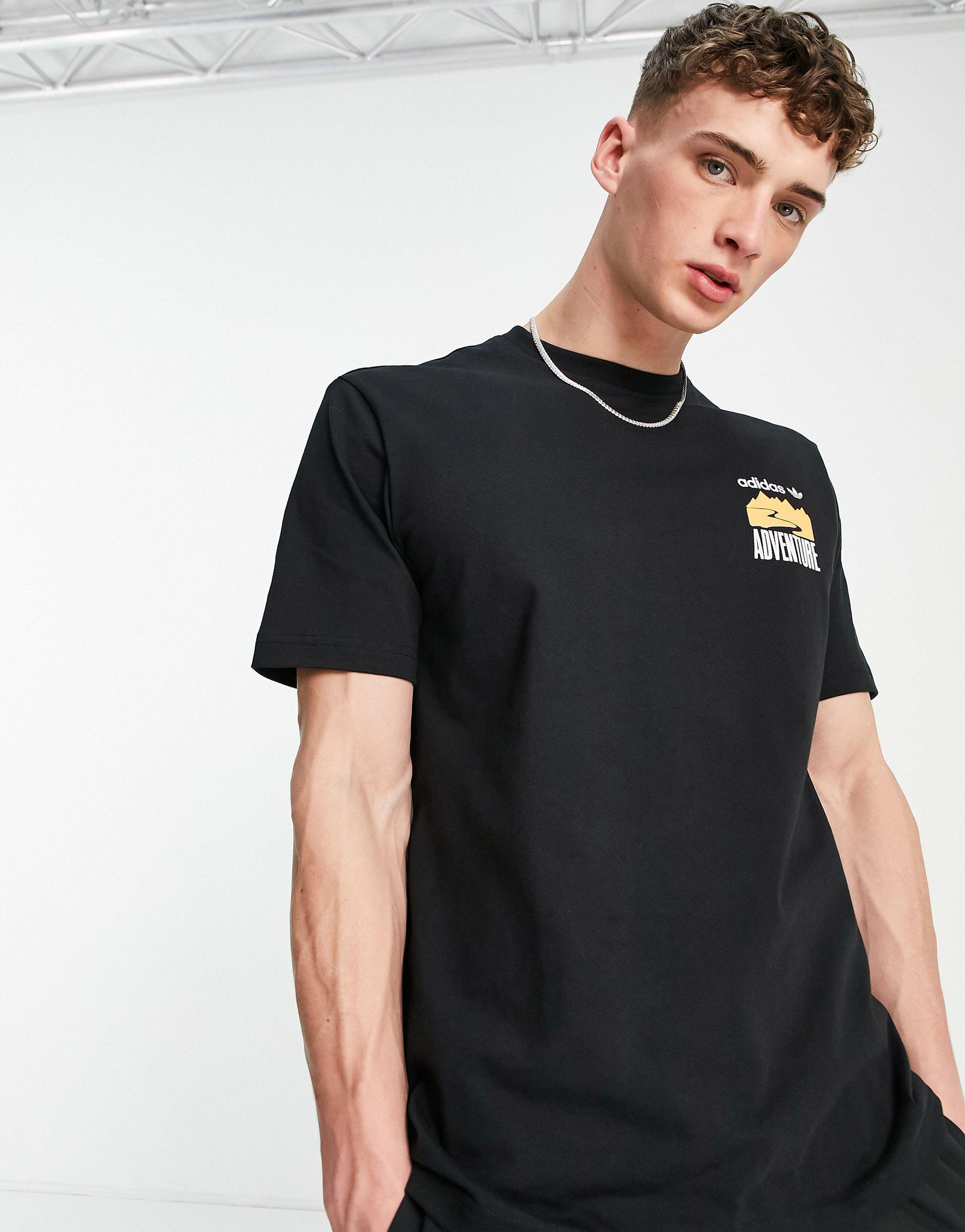adidas Originals Adventure T-shirt With Back Print in Black for Men | Lyst