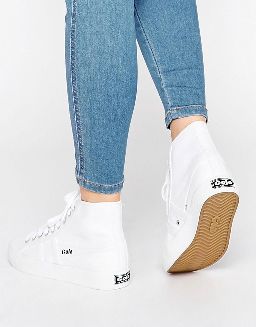Gola Canvas Coaster High-top Sneakers in White - Lyst