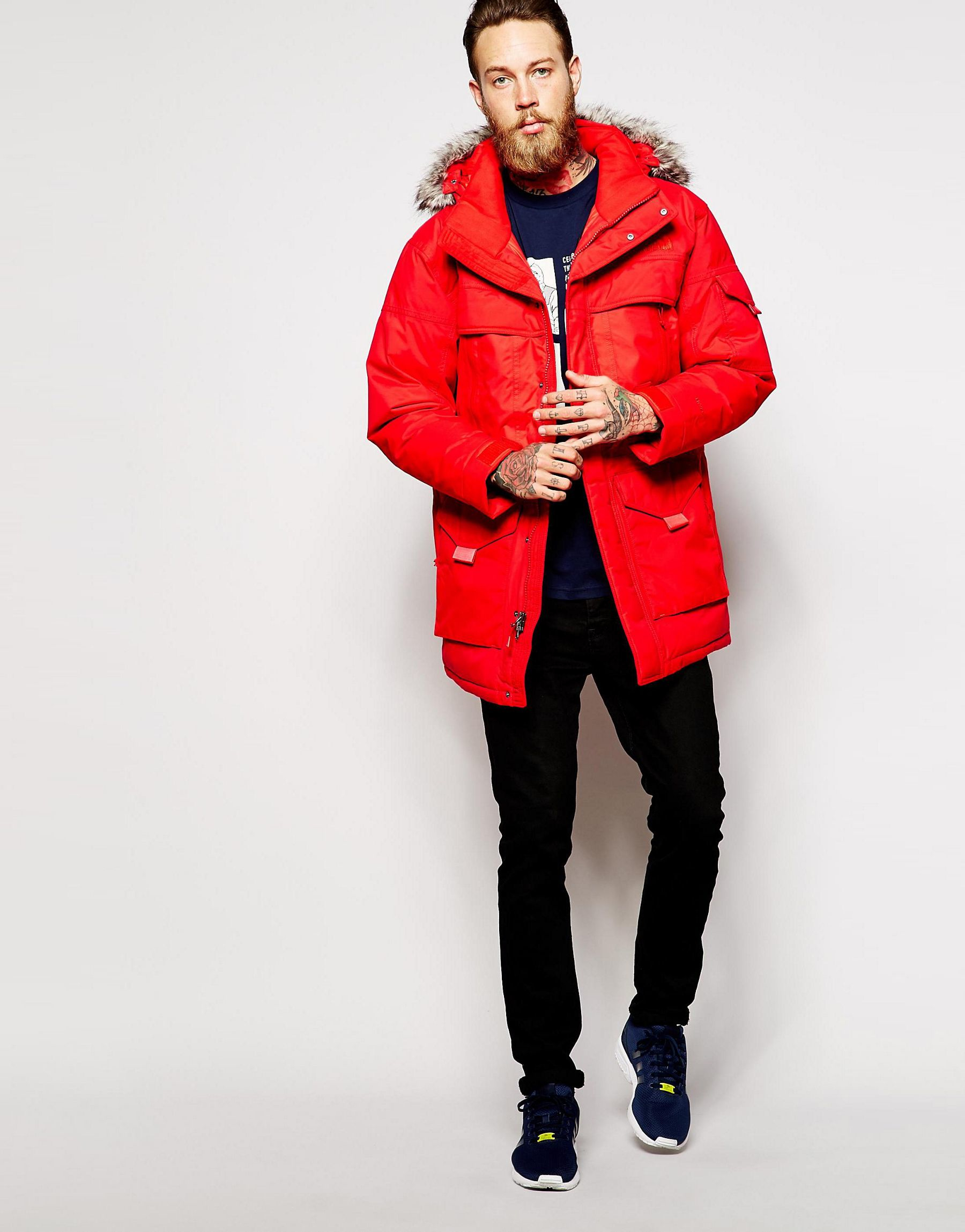 the north face red parka
