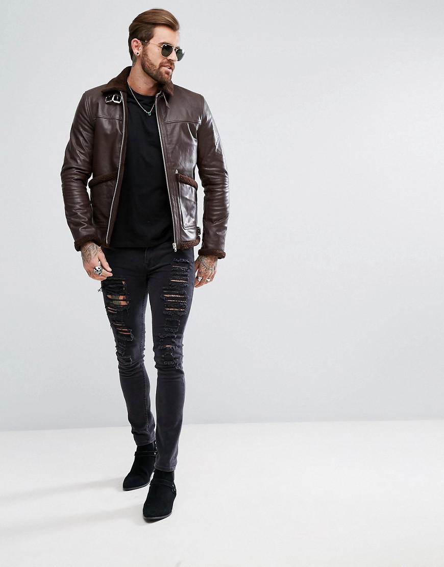 grey borg lined biker jacket