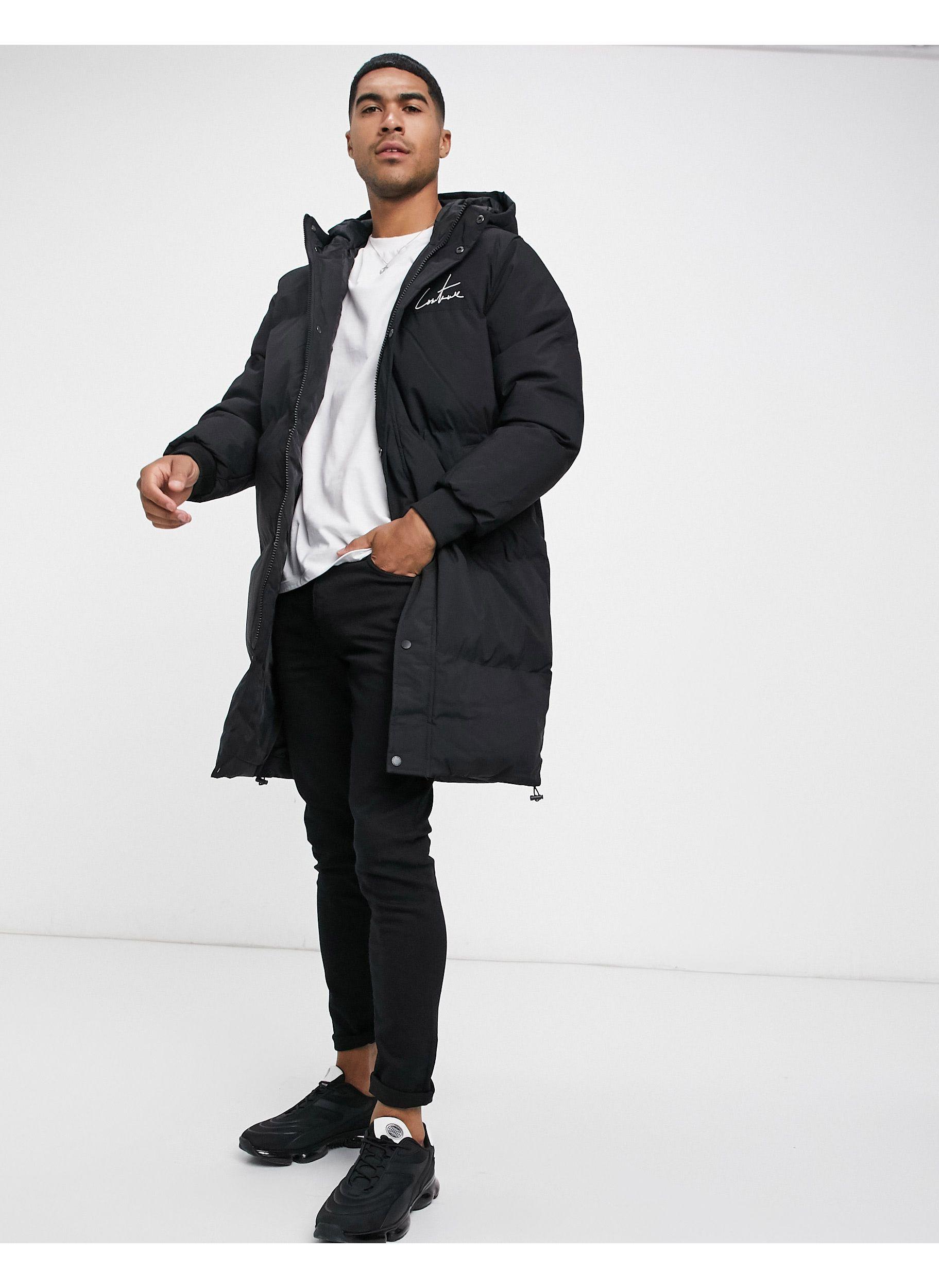 black puffer longline coat