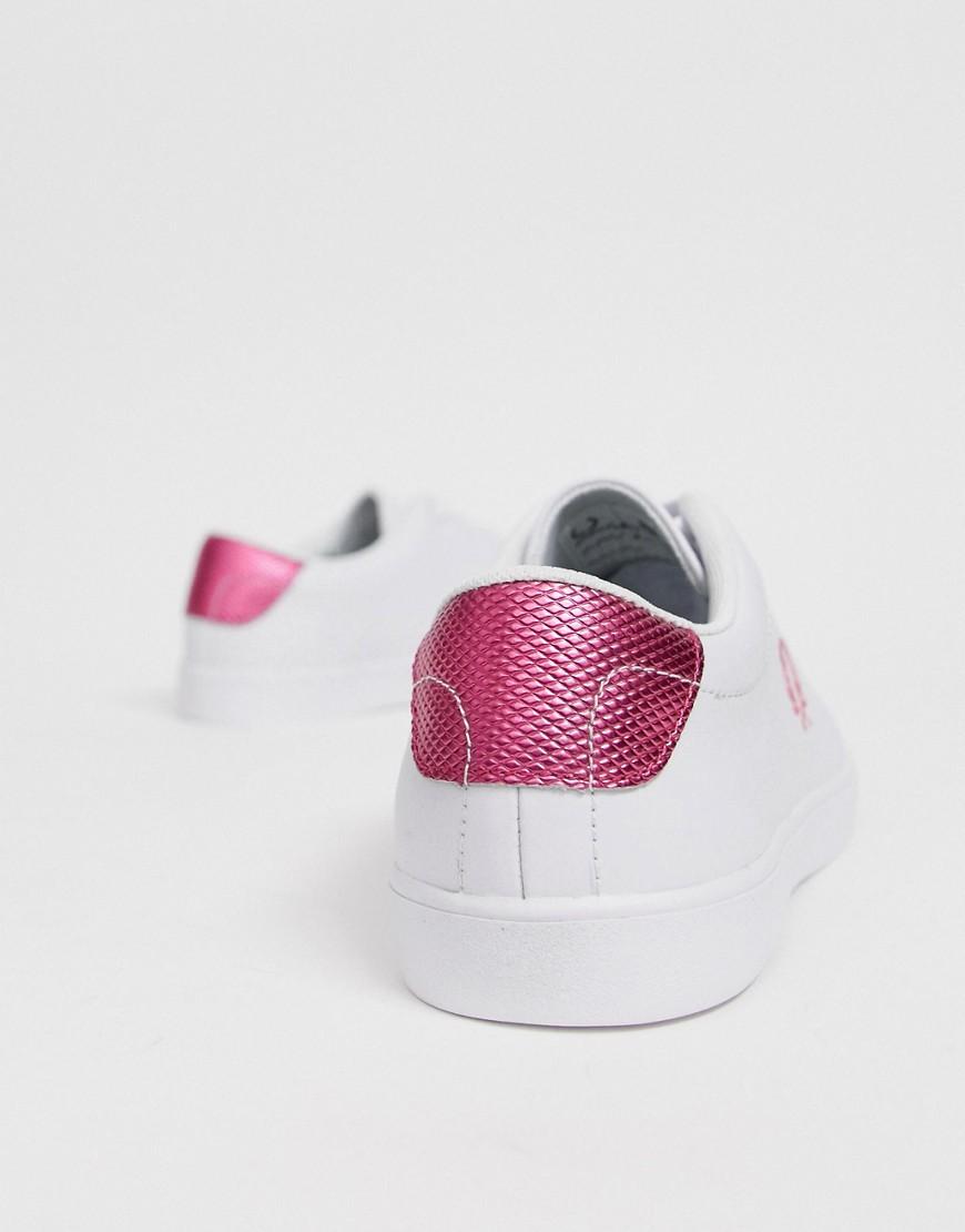 fred perry lottie leather trainer with pink laurel wreath