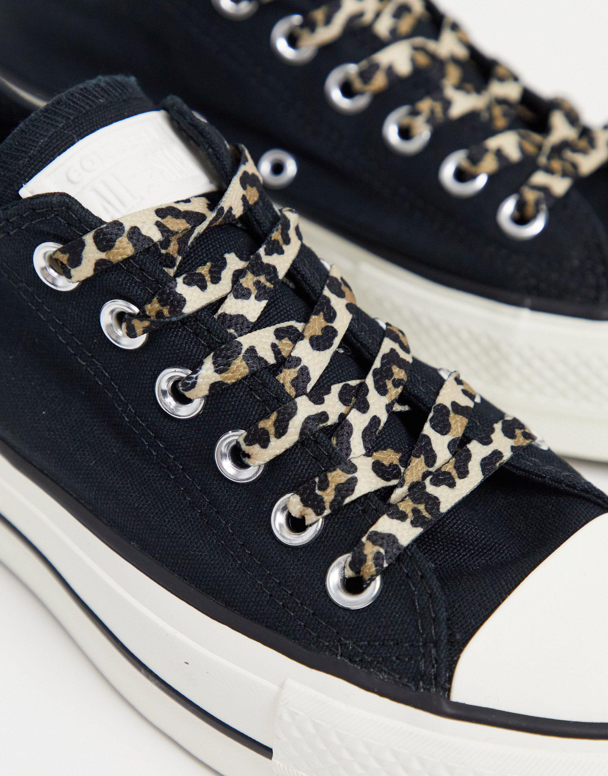 Chuck taylor lift ox - baskets à plateforme avec lacets léopard Converse en  coloris Noir | Lyst