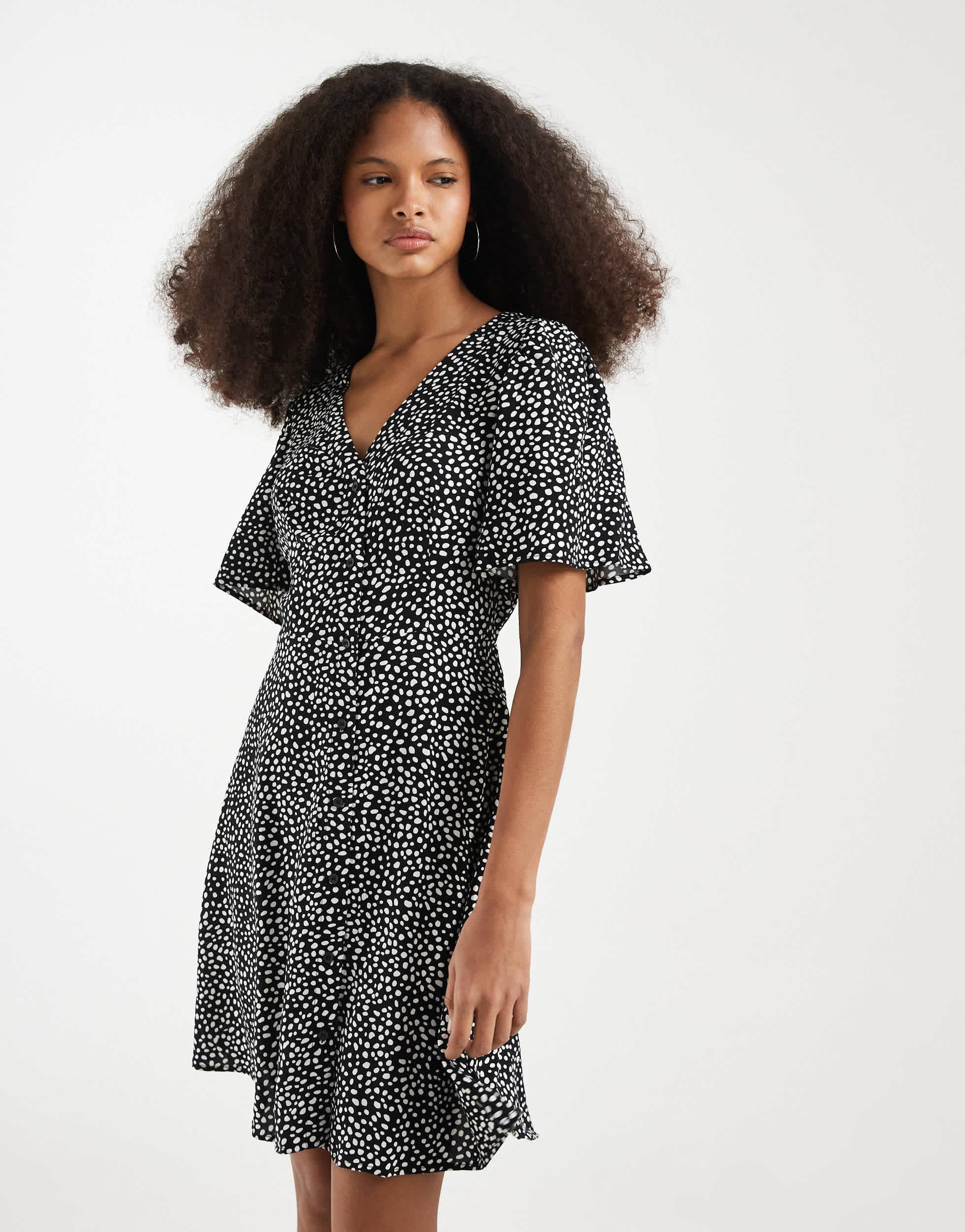 black button skater dress Womens Lipsy Black Button Side Mini Skater Dress US 12