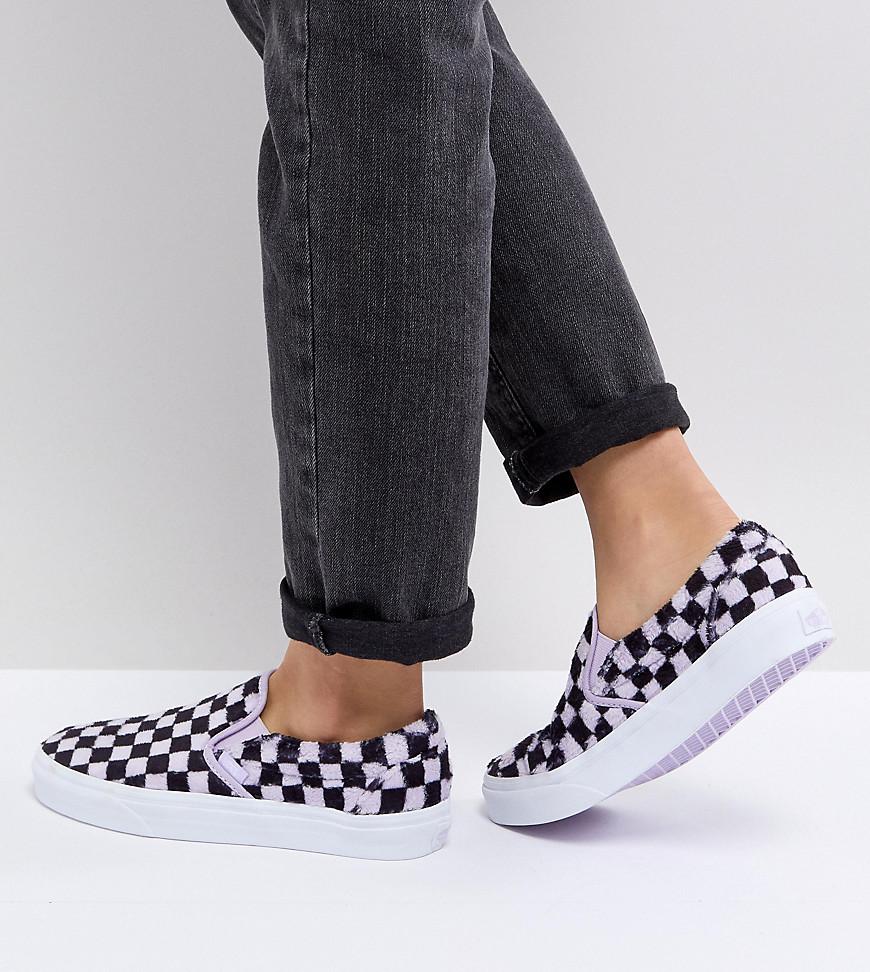 Fluffy checkerboard vans Clearance