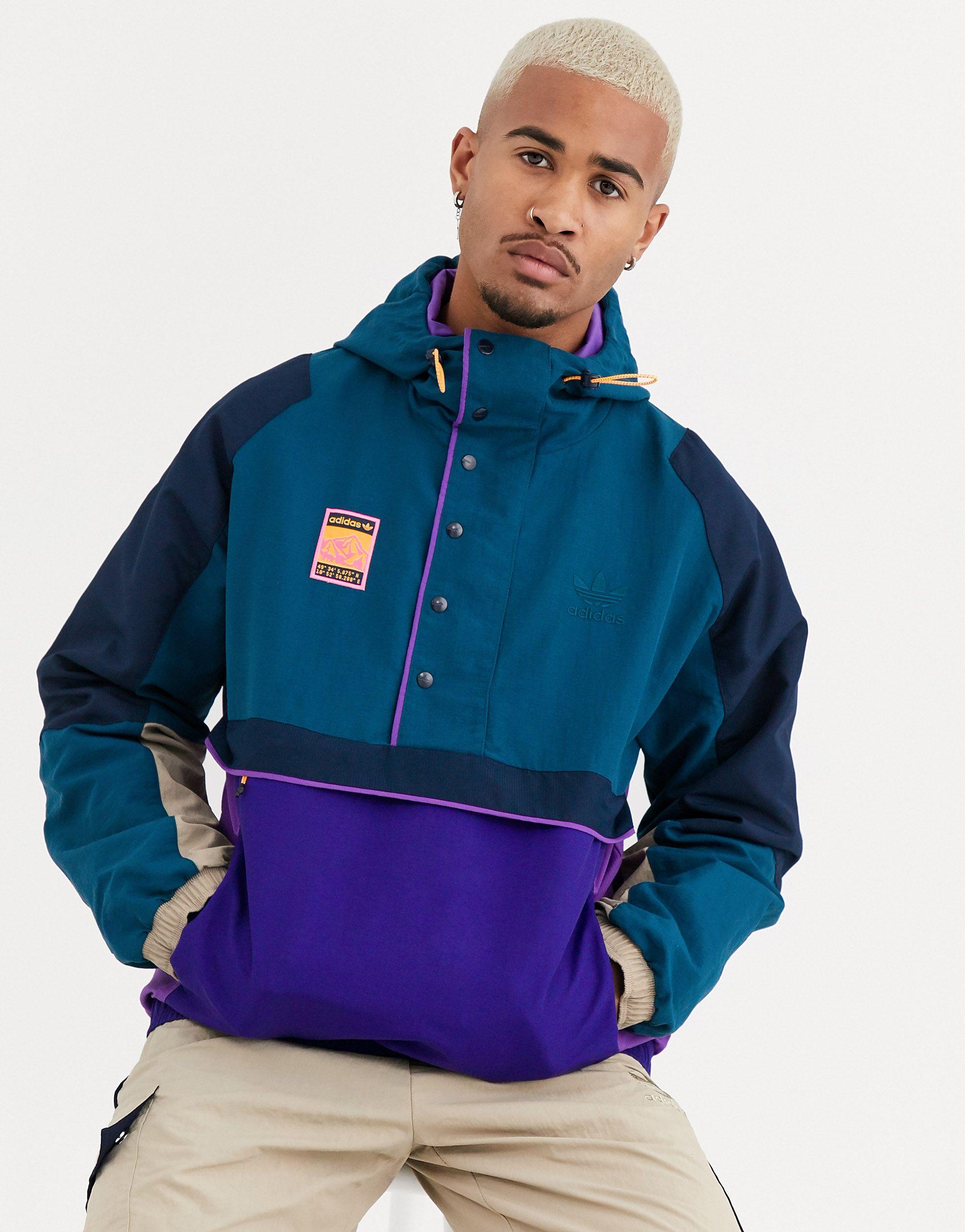 adidas Originals Synthetic Adiplore Half Zip Jacket With Hood in 
