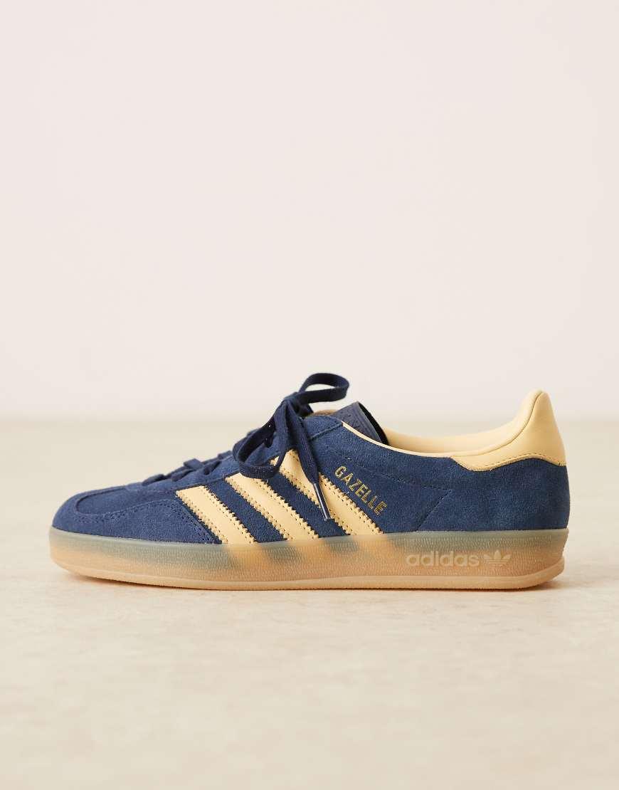 adidas gazelle silver green womens Adidas Gazelle Indoor Semi Blue Burst y Amarillo (Mujer) (IE2960)