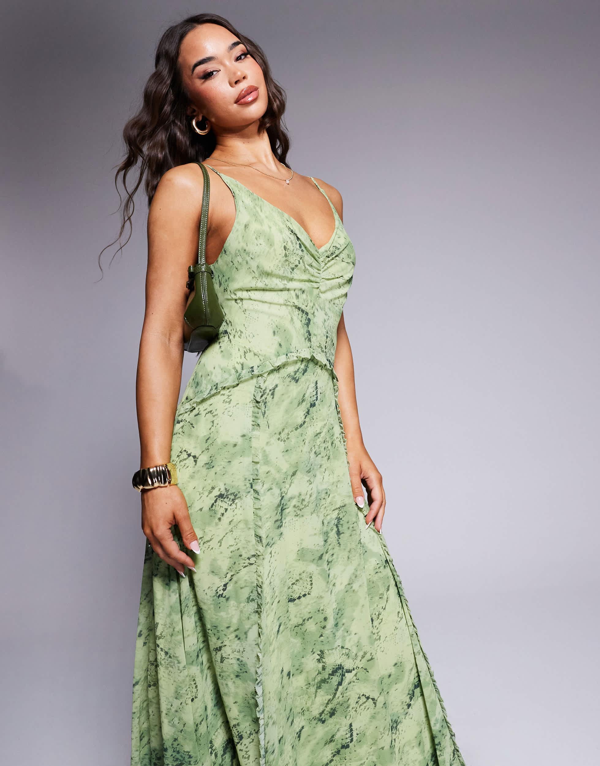 chinese dress ladies Jessalynn Cut-Out Long Sleeve Maxi Dress Green– Selfie Leslie
