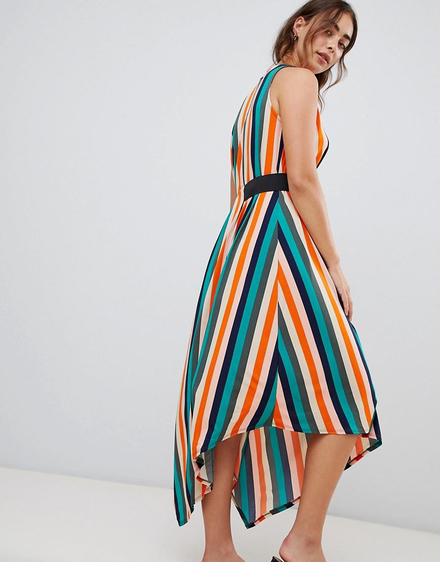warehouse slinky gathered waist dress