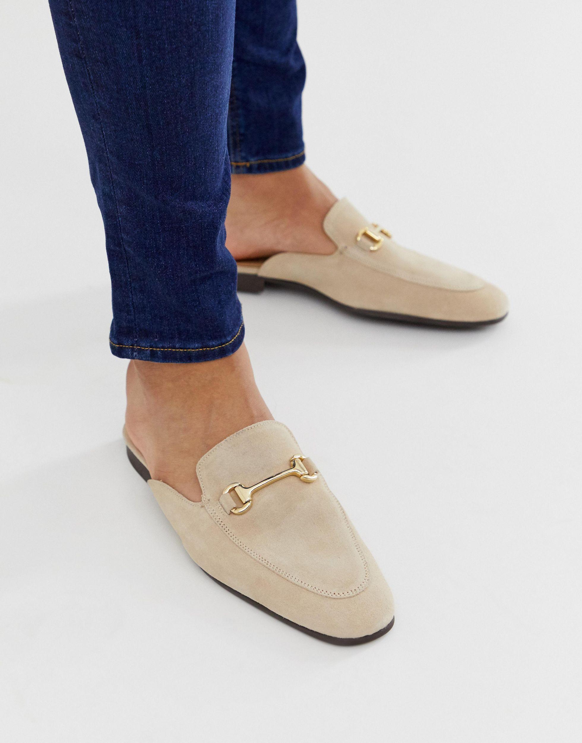 suede backless loafers