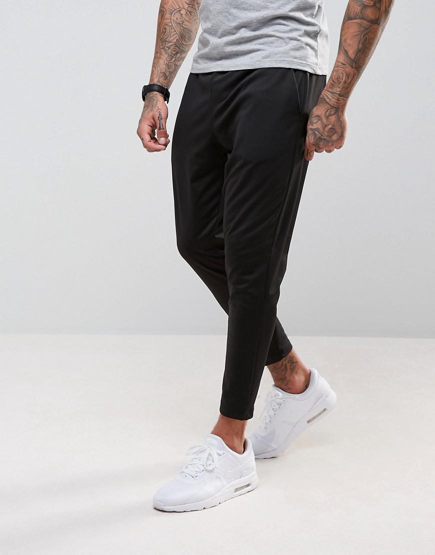 ASOS Tapered Cropped Jogger In Poly Tricot in Black for Men