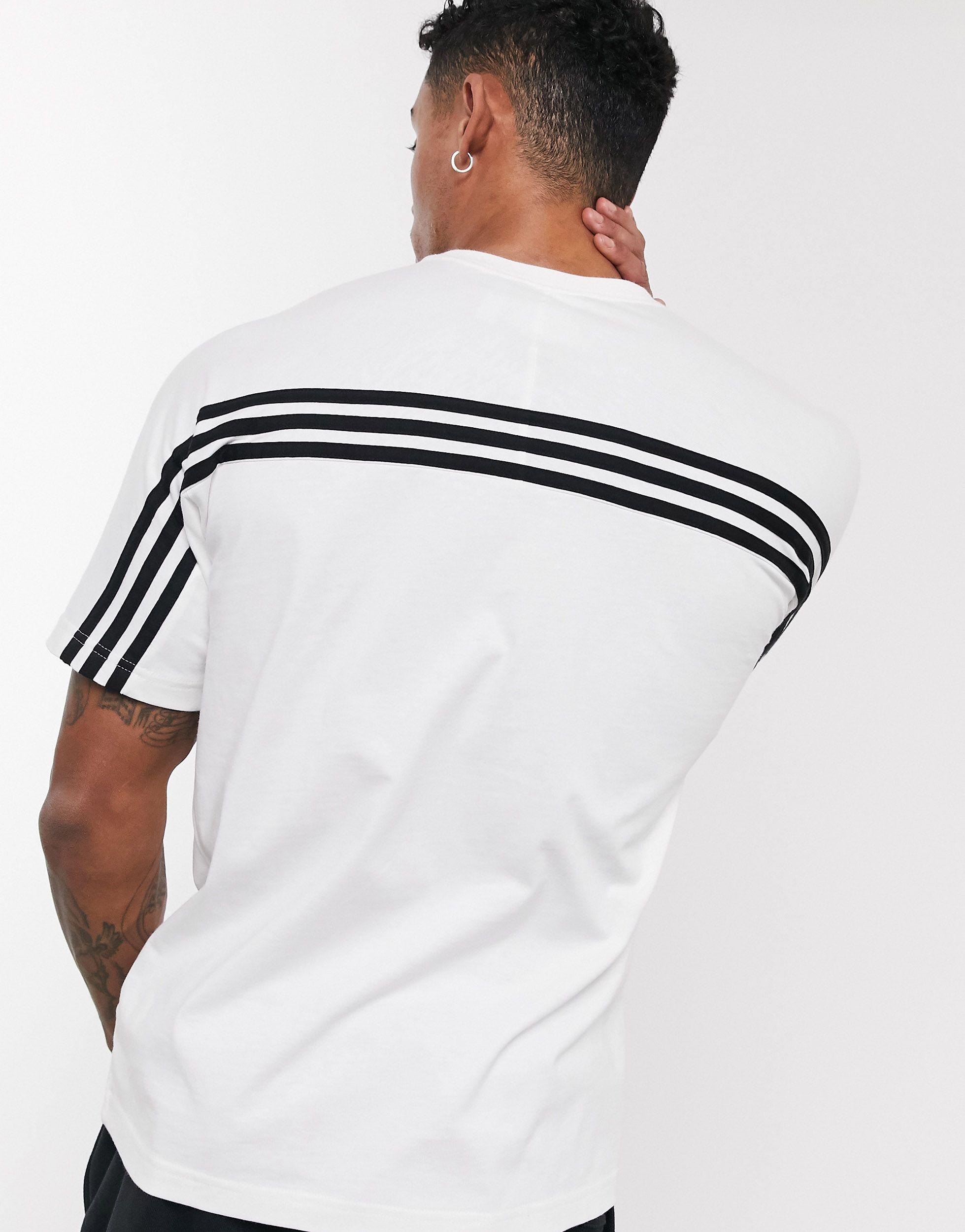 adidas Originals Cotton Sprt Three Stripe T-shirt in White for Men - Lyst