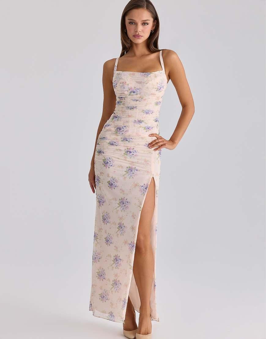 house of cb aiza grape floral print maxi dress Clothing : Maxi Dresses : 'Aiza' Grape Floral Print Maxi Dress