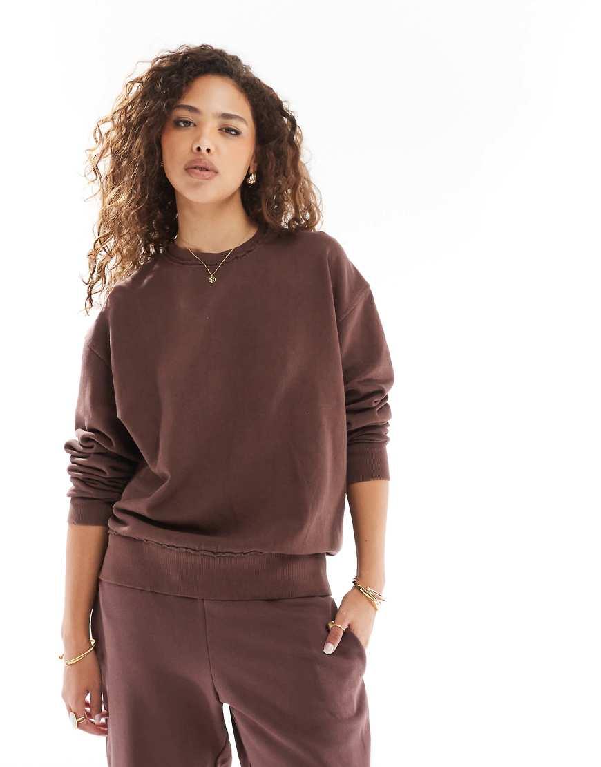 Pull&Bear Oversized Sweat Co-ord in Brown Lyst UK