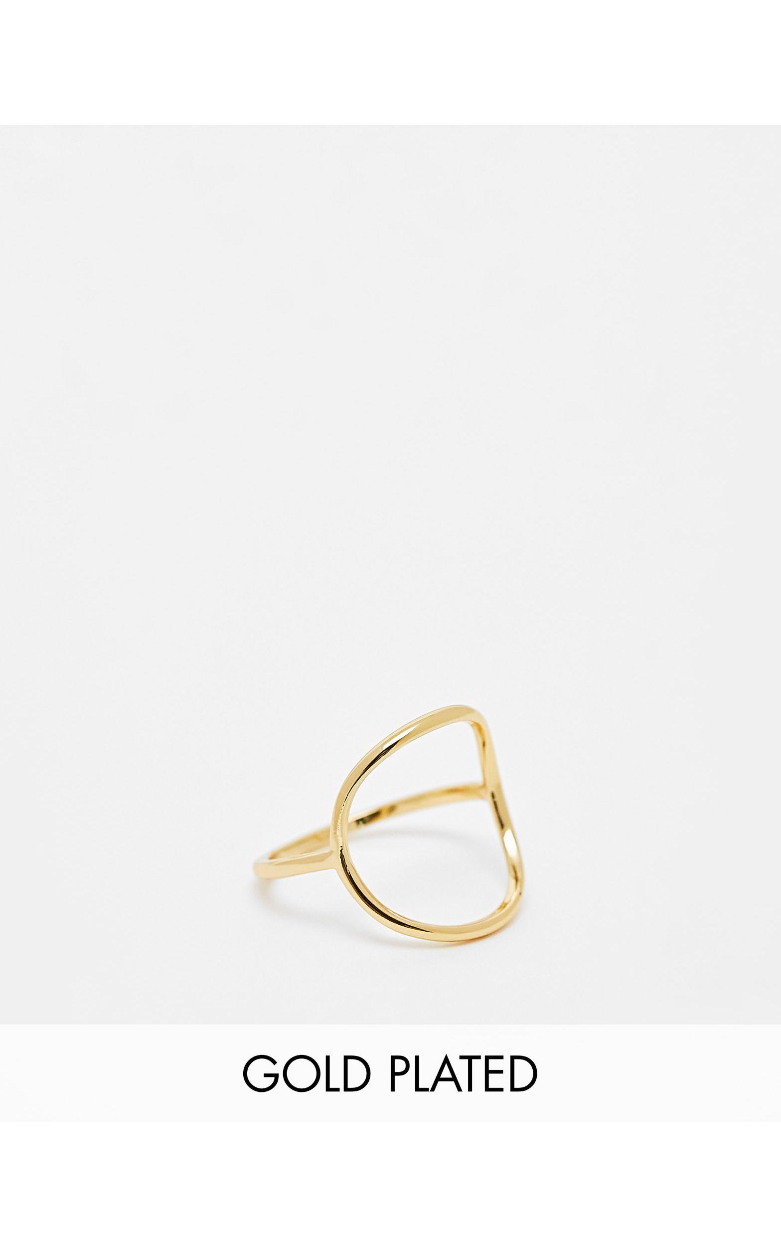 ASOS Curve 14k Plated Ring With Open Circle Design in White | Lyst