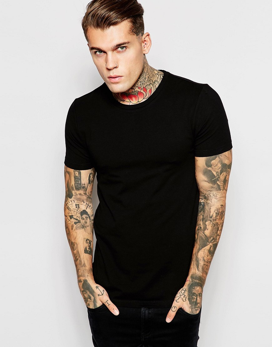 Asos Muscle Fit T-shirt With Crew Neck And Stretch in Black for Men | Lyst