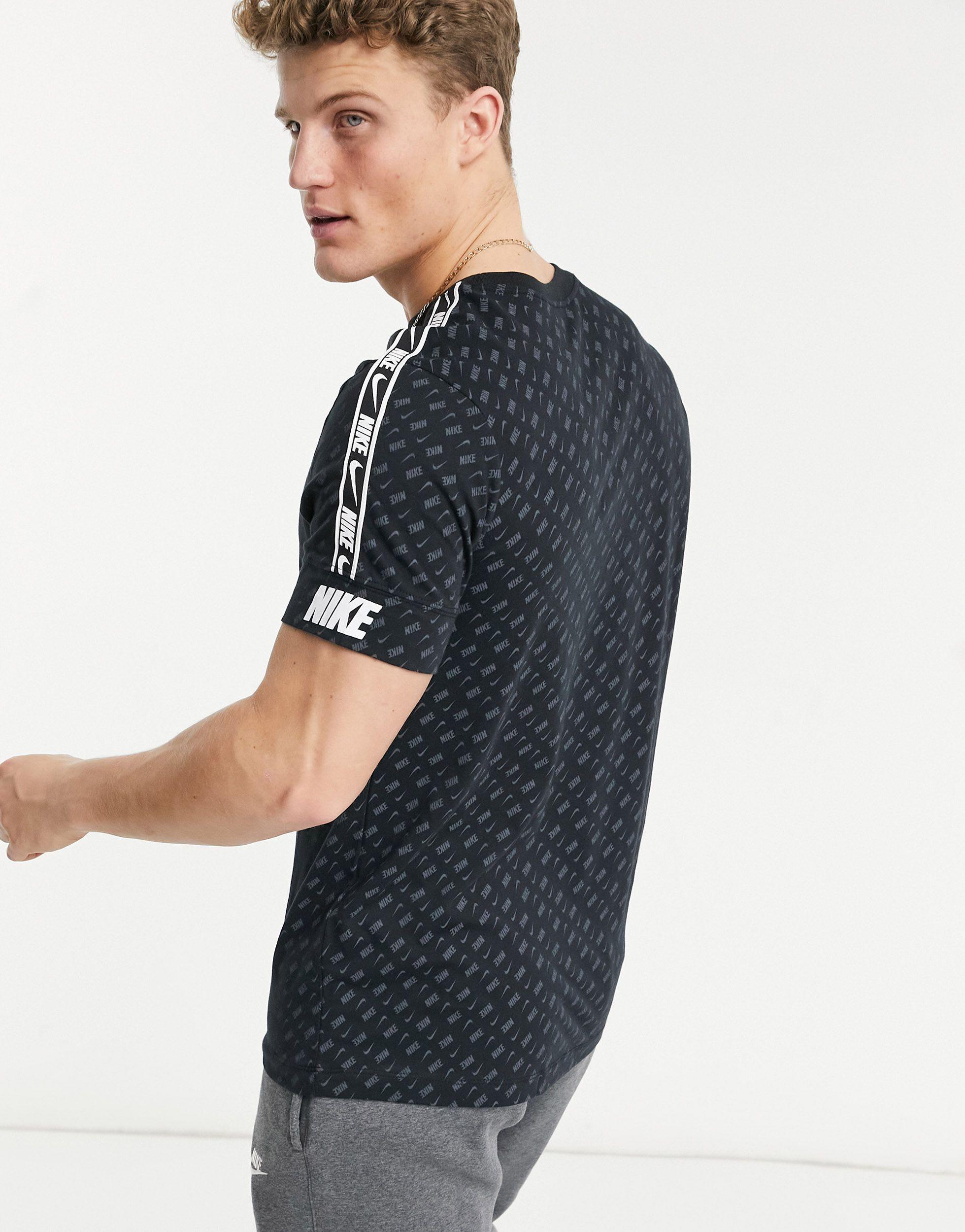 Nike Repeat Pack All Over Logo Print Taping T-shirt in Black for Men | Lyst