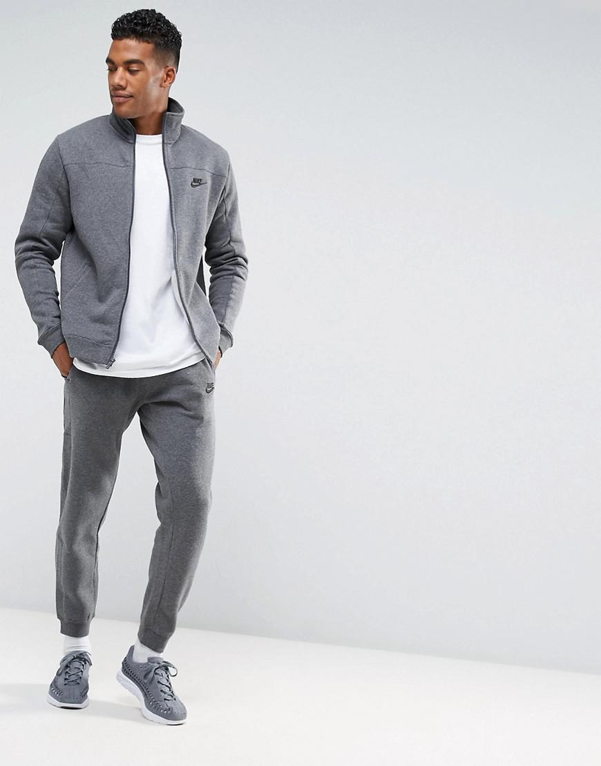 nike fleece tracksuit set in grey