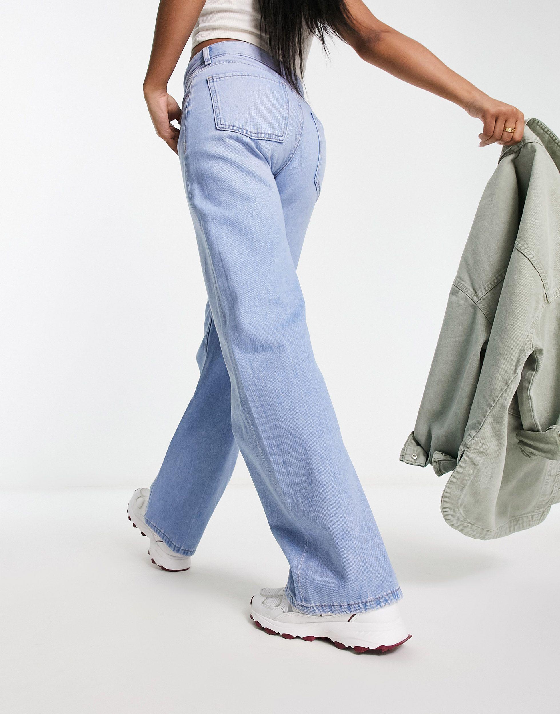 Bershka High Waist Wide Leg Jeans in Blue | Lyst Canada
