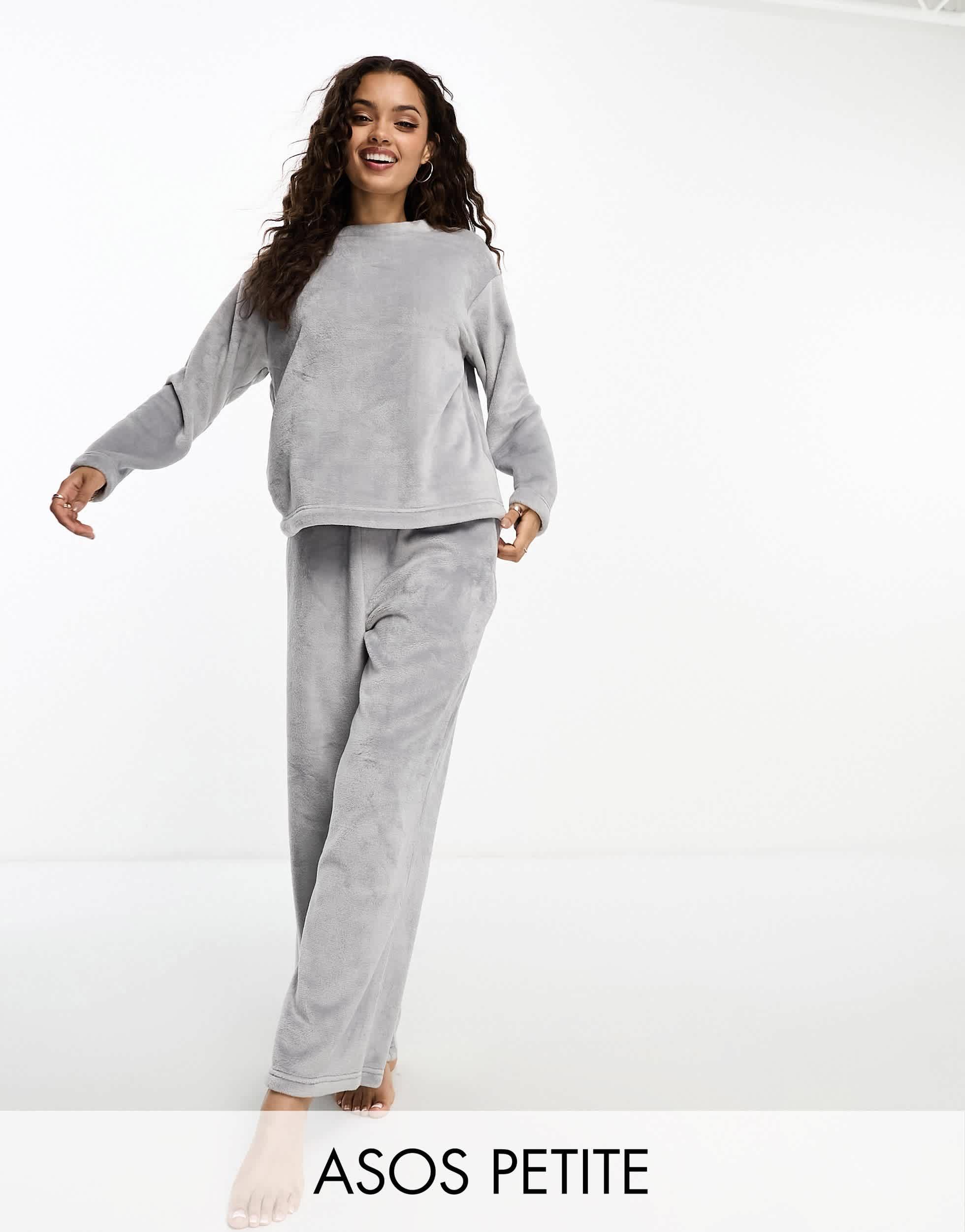 ASOS Asos Design Petite Loungeset Van Superzachte Fleece Met joggingbroek En Sweater in het Wit Lyst NL