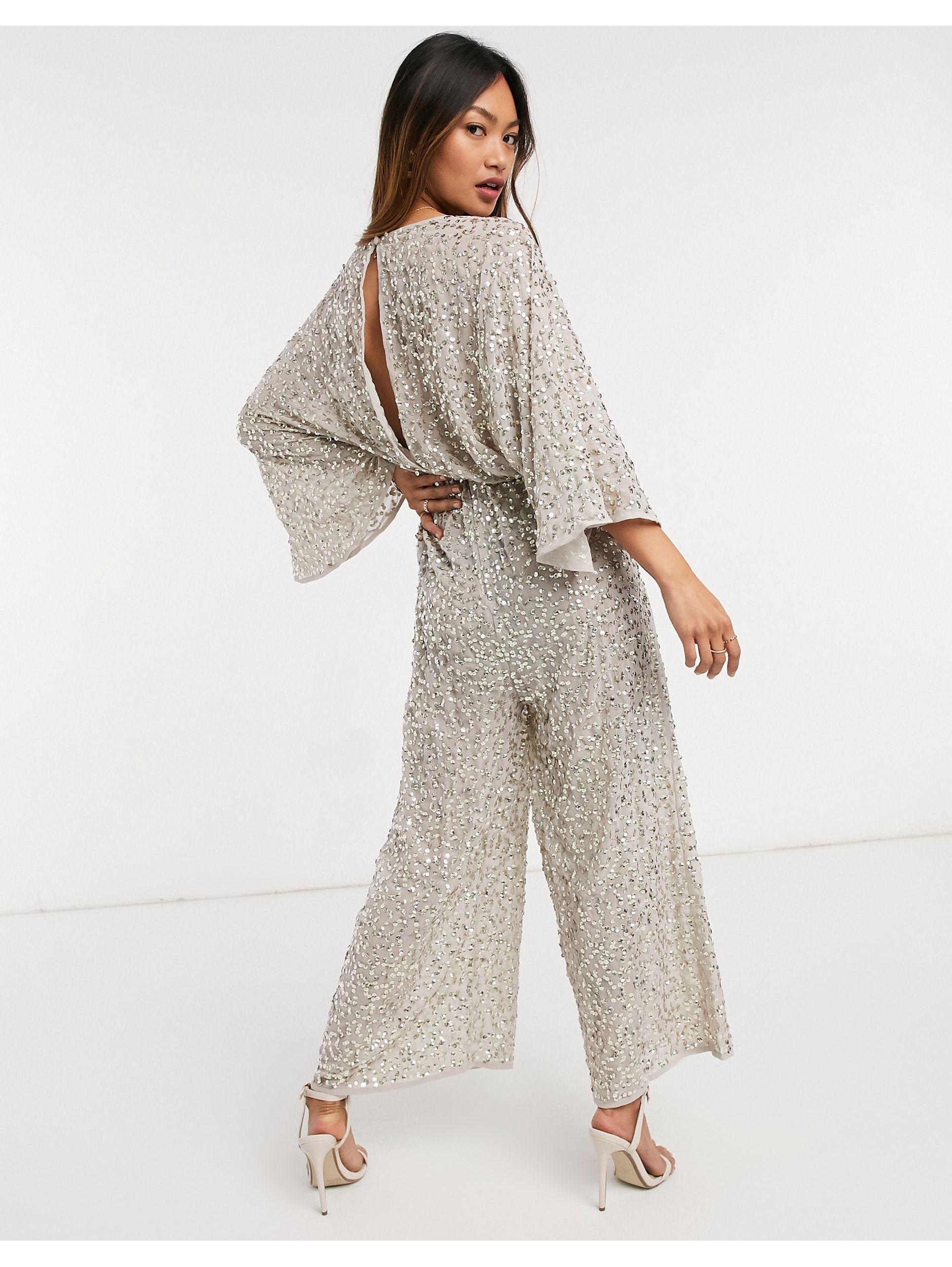 ASOS Kimono Sleeve Embellished Jumpsuit | Lyst