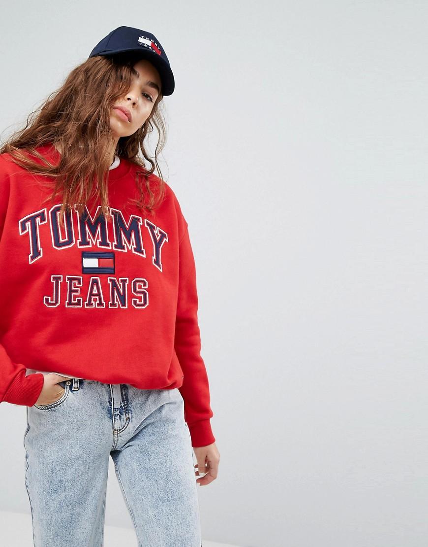 Tommy Hilfiger Tommy Jeans 90s Capsule Logo Sweatshirt in Red | Lyst  Australia