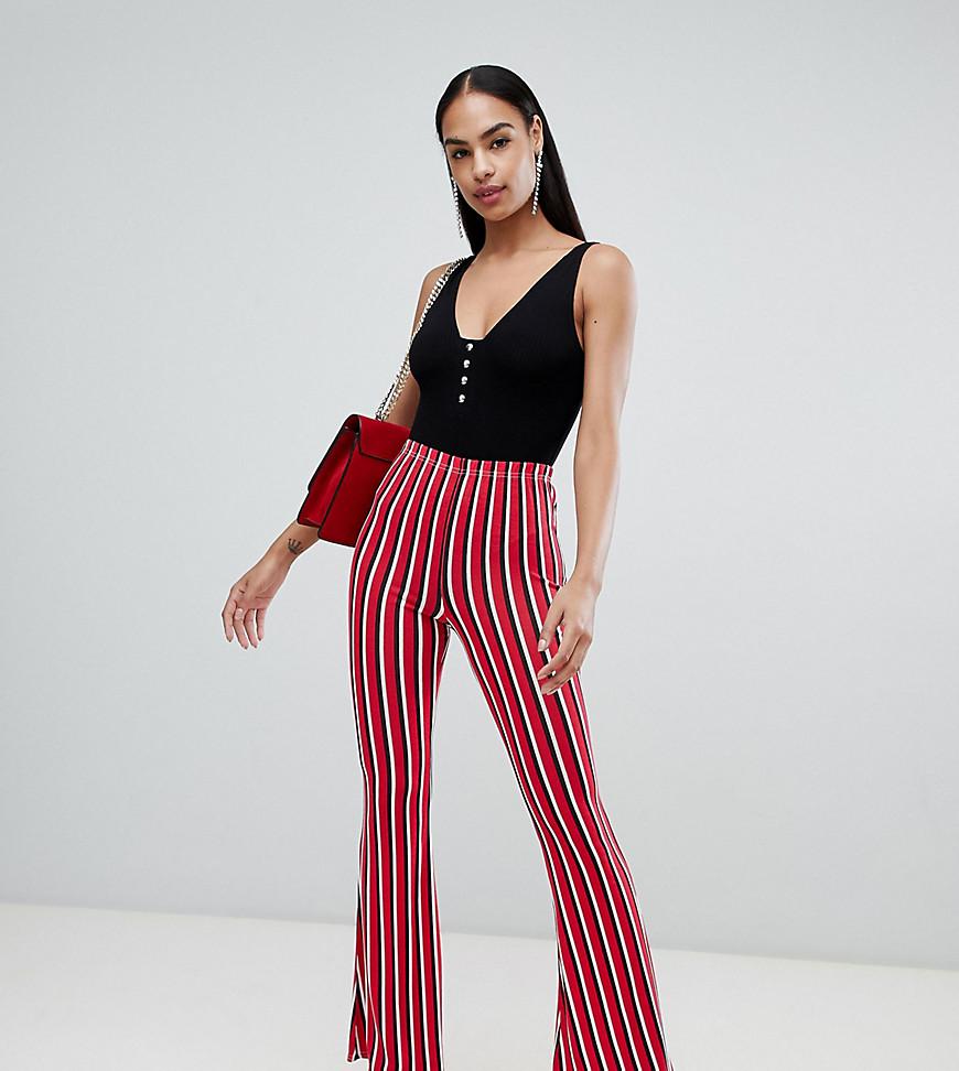 Ribbed striped printed flare trousers Red women Surkana
