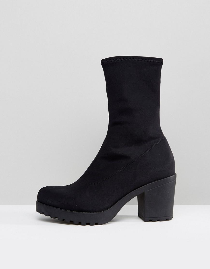 Vagabond Shoemakers Leather Grace Black Sock Boots | Lyst
