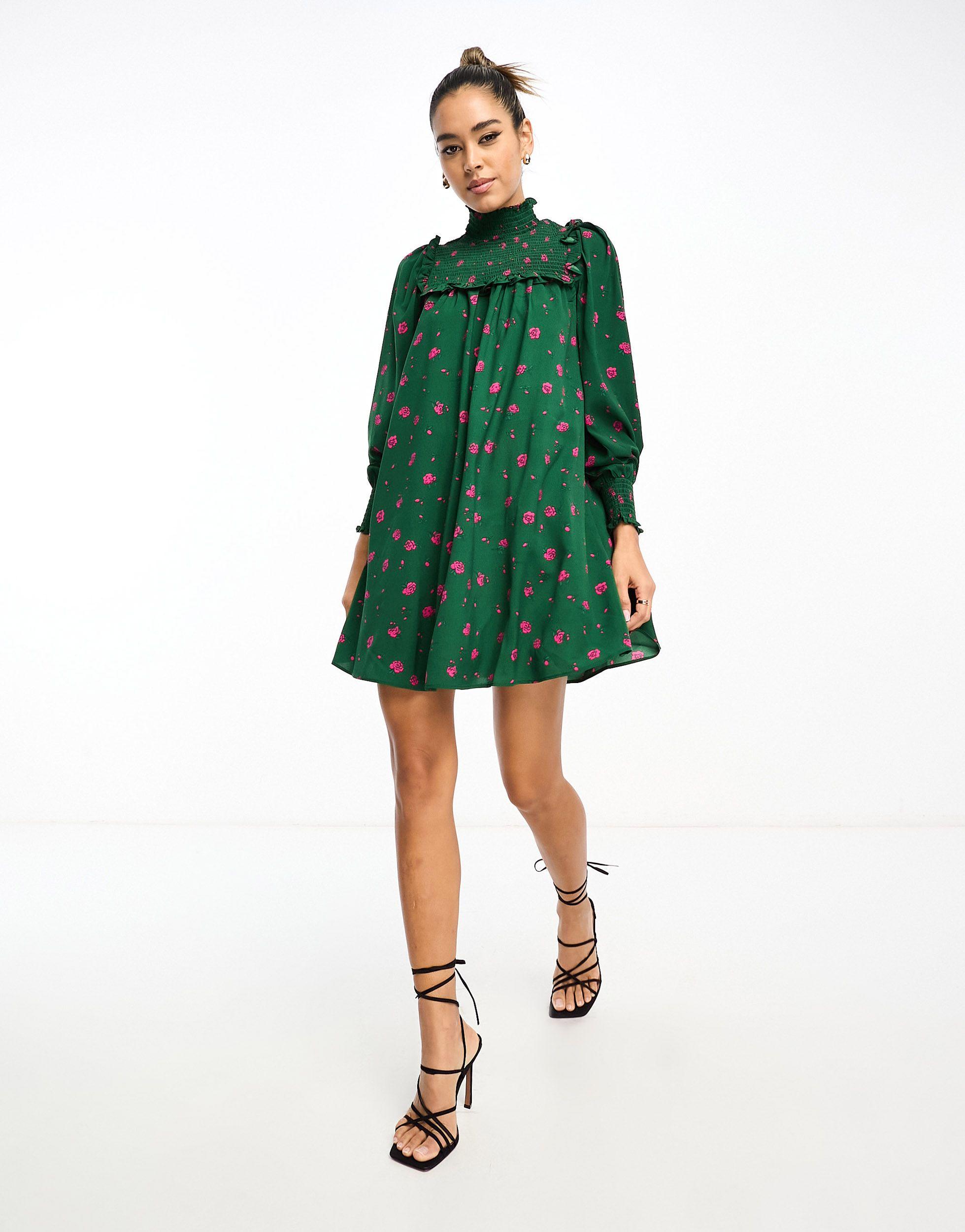 Glamorous green best sale polka dot dress