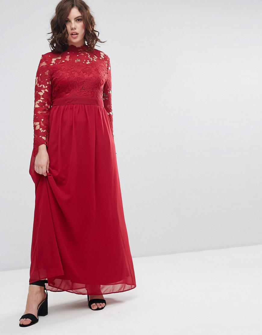 club l high neck crochet maxi dress