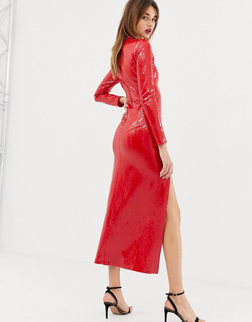 warehouse red sequin dress