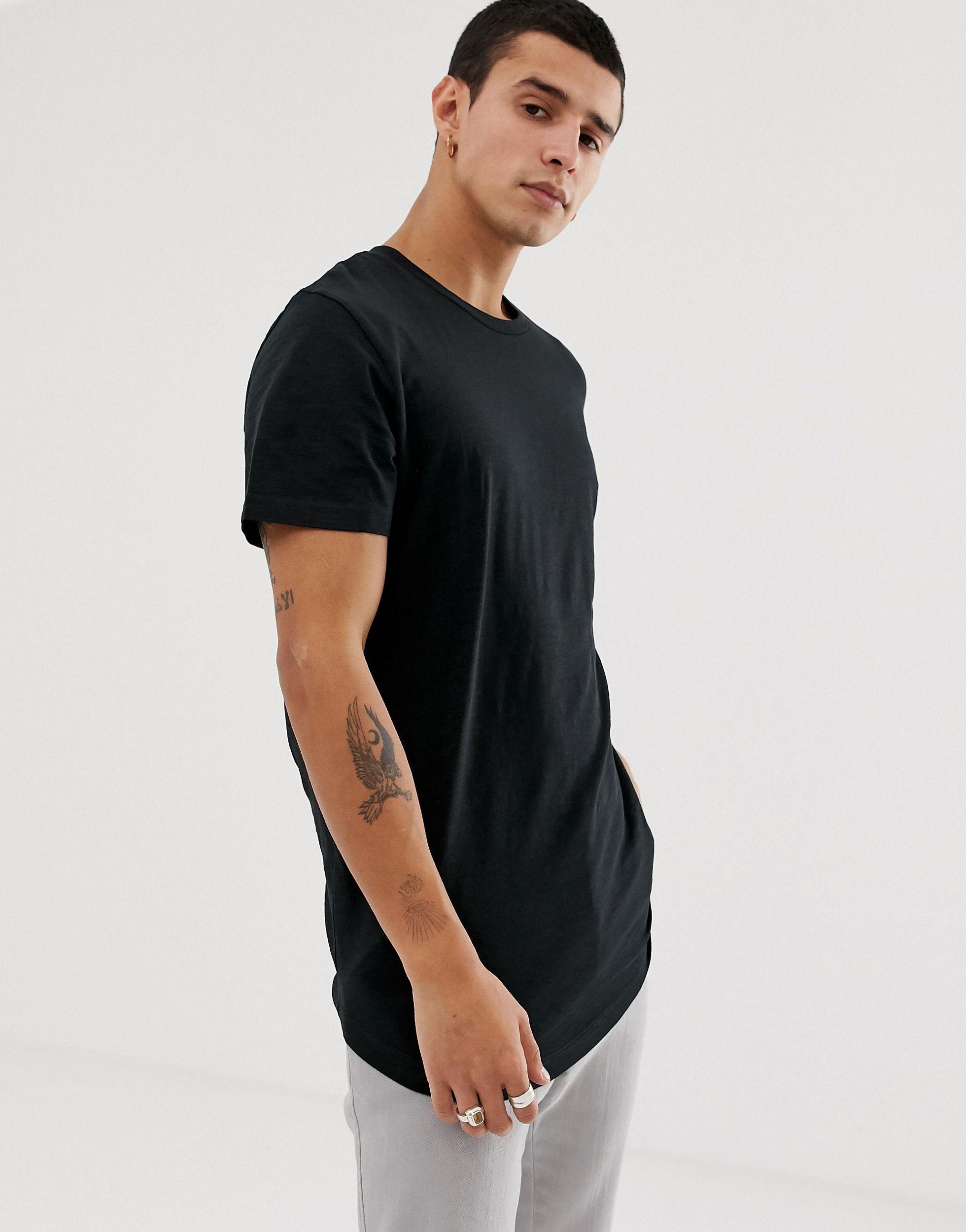 Jack & Jones Denim Originals Longline Curved Hem T-shirt in Black for Men -  Lyst