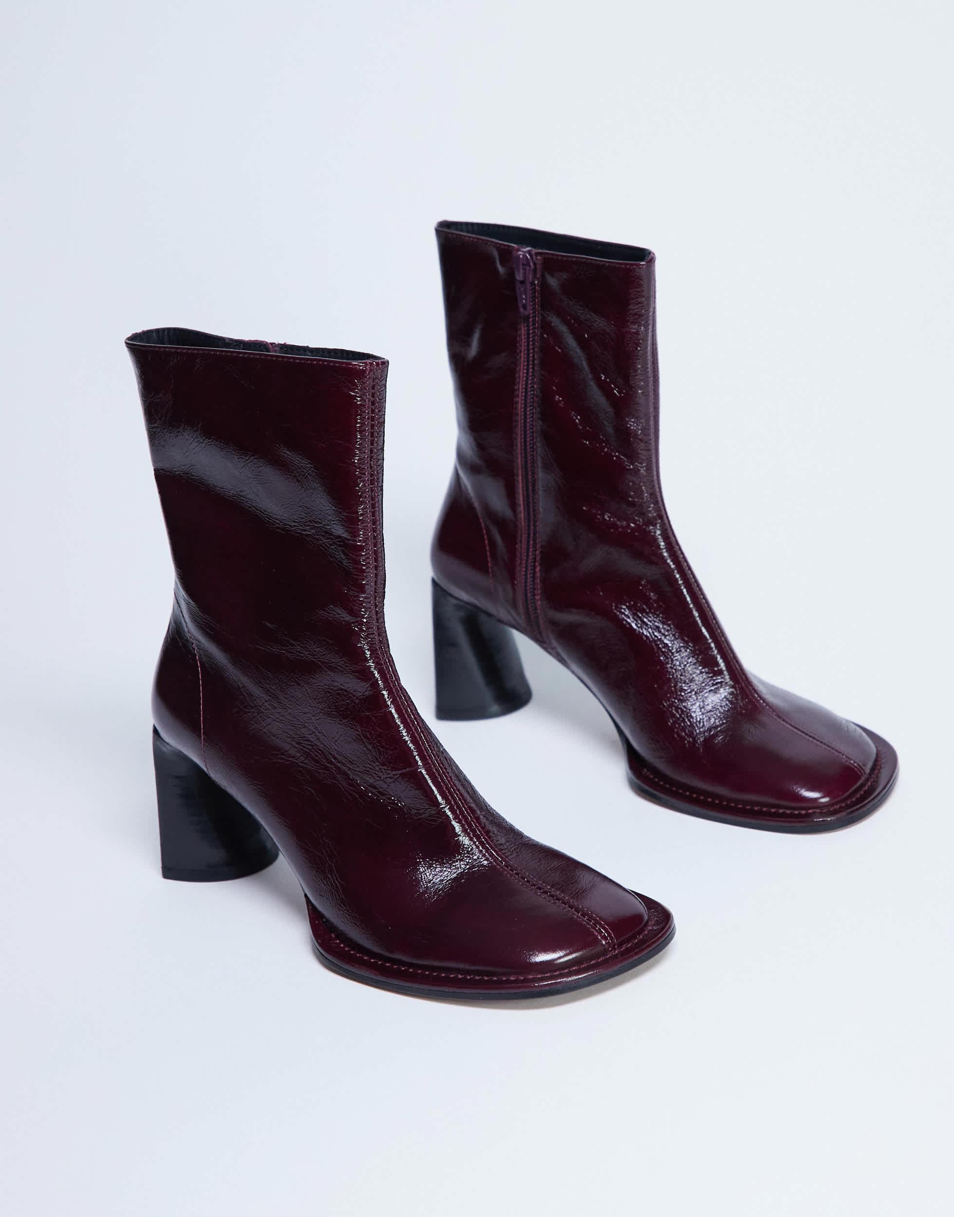 Bottines Topshop Premium PINE à Boucles - Taille UK 5 (38), Talon Bloc 10cm, Cuir Noir - Neuves