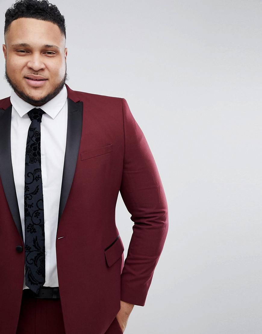 red suit jacket with black lapel
