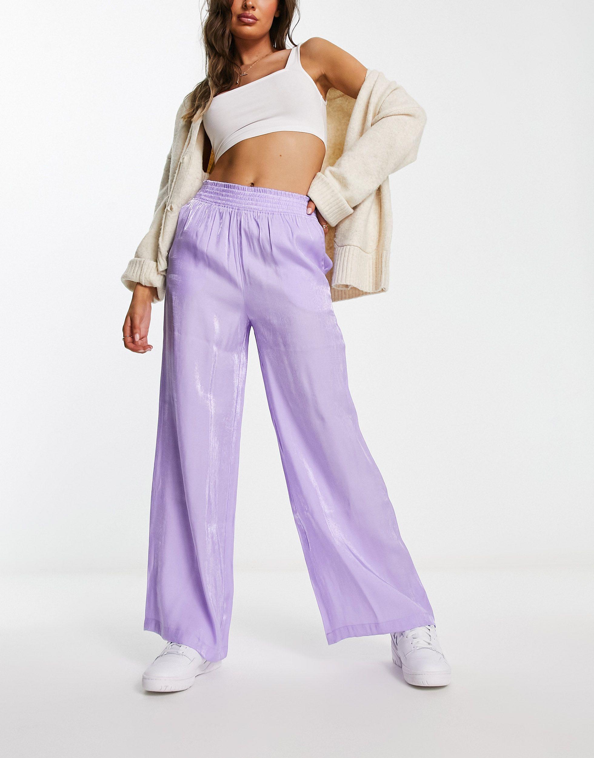 Wide Leg Pleated Women's Purple Boho Pants | BohoClandestino Wholesale