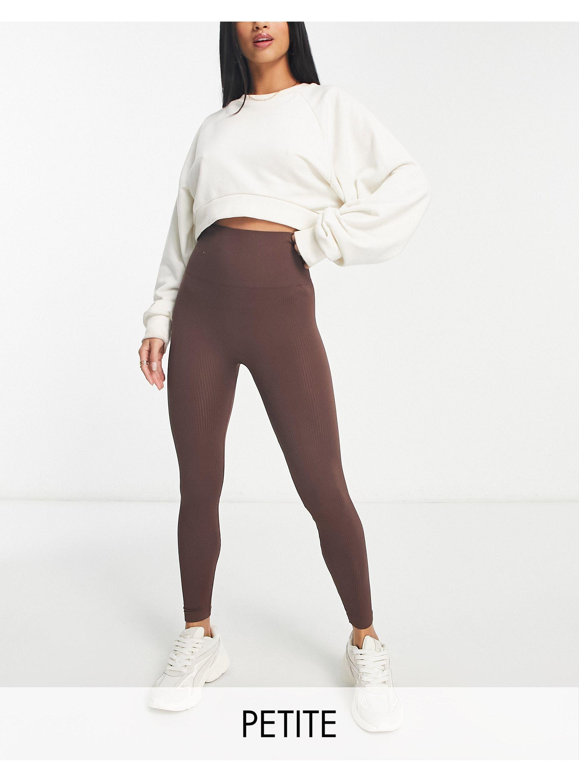 Stradivarius Petite Seamless Ribbed leggings in White