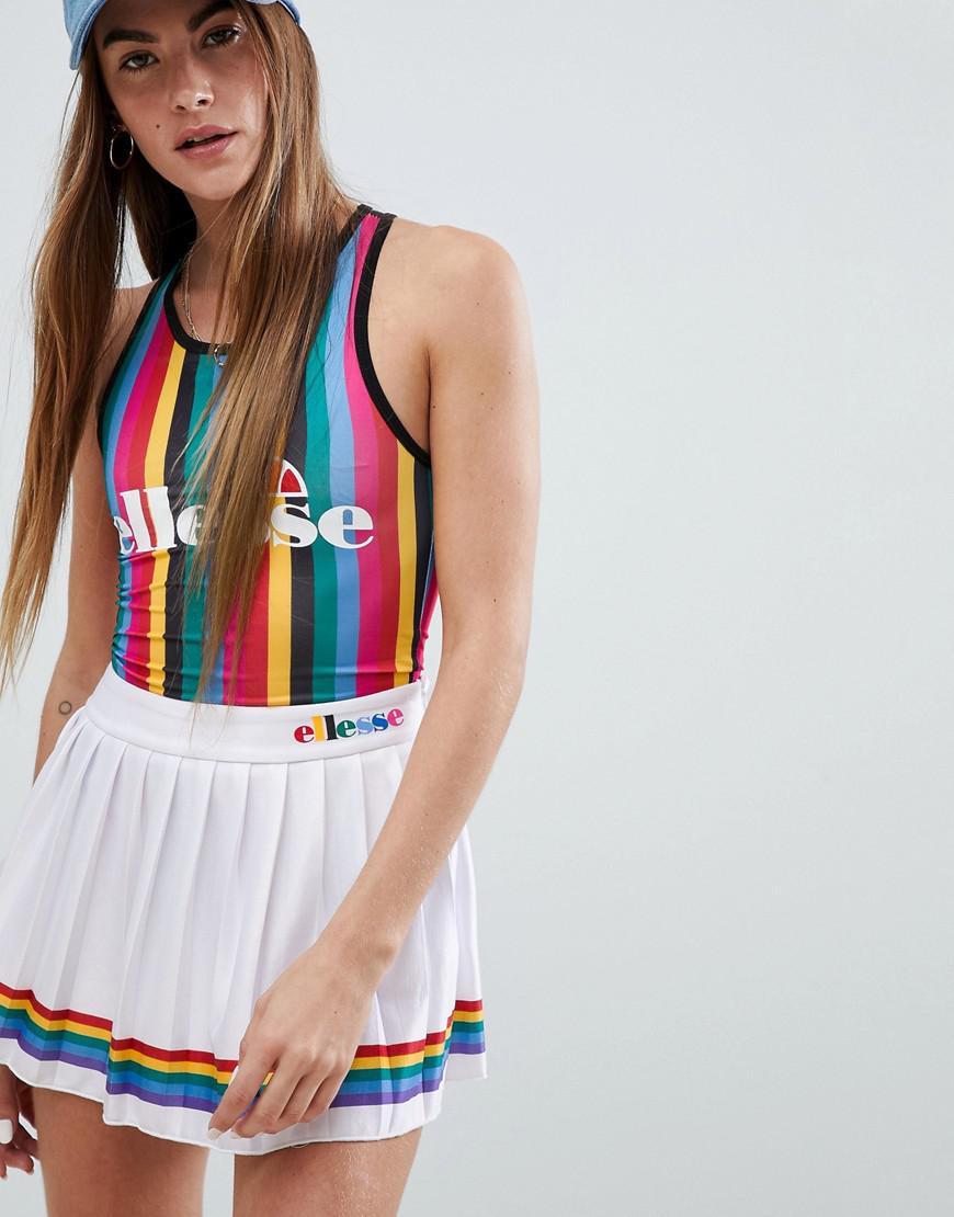 Zin Te voet Verandering Ellesse Tennis Skirt With Rainbow Pleats in White | Lyst