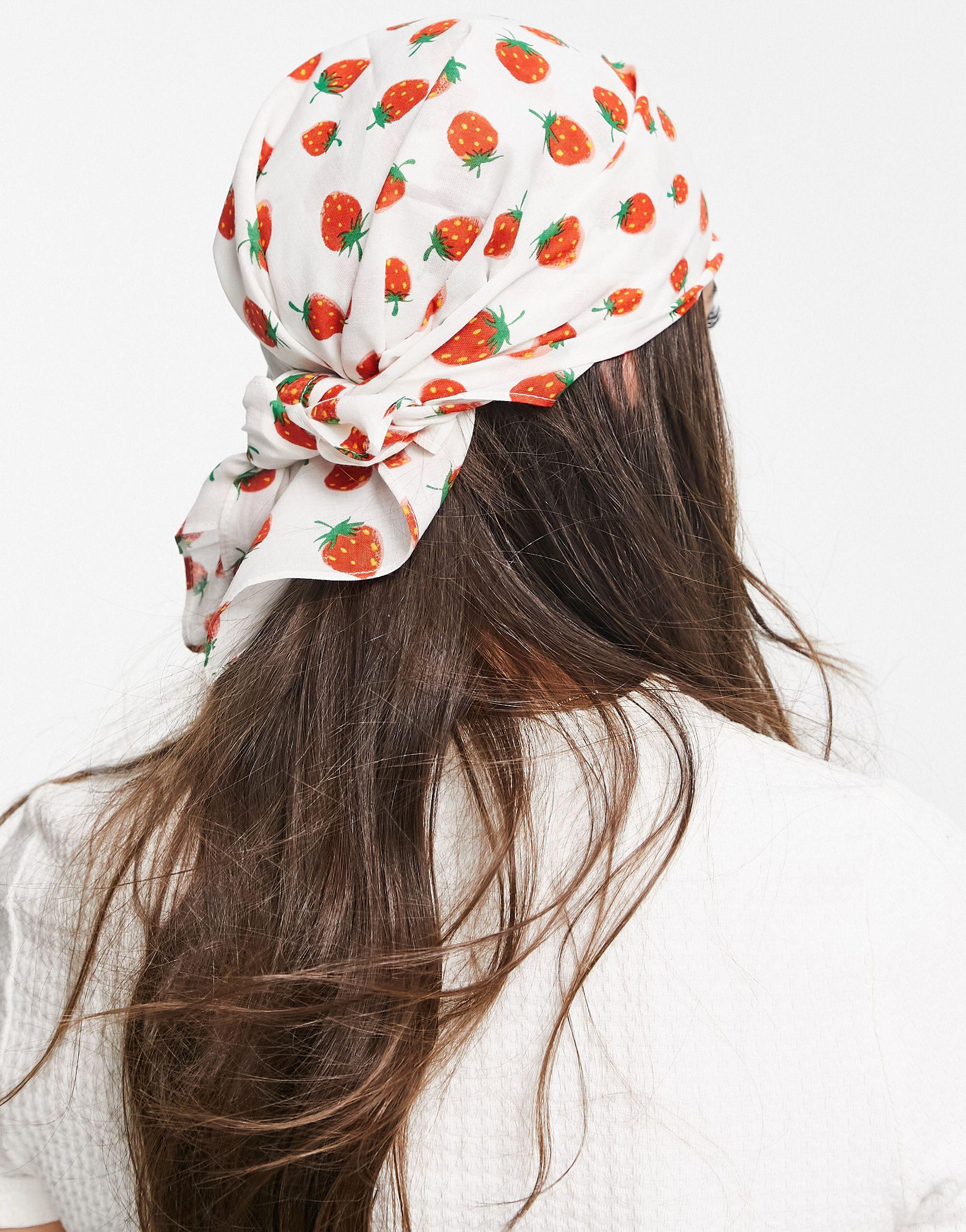 Monki Kino Strawberry Print Headscarf 