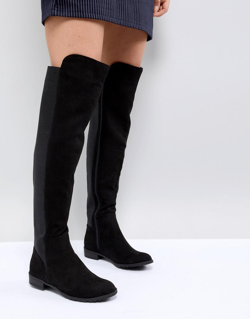 london rebel flat pull on over the knee boot