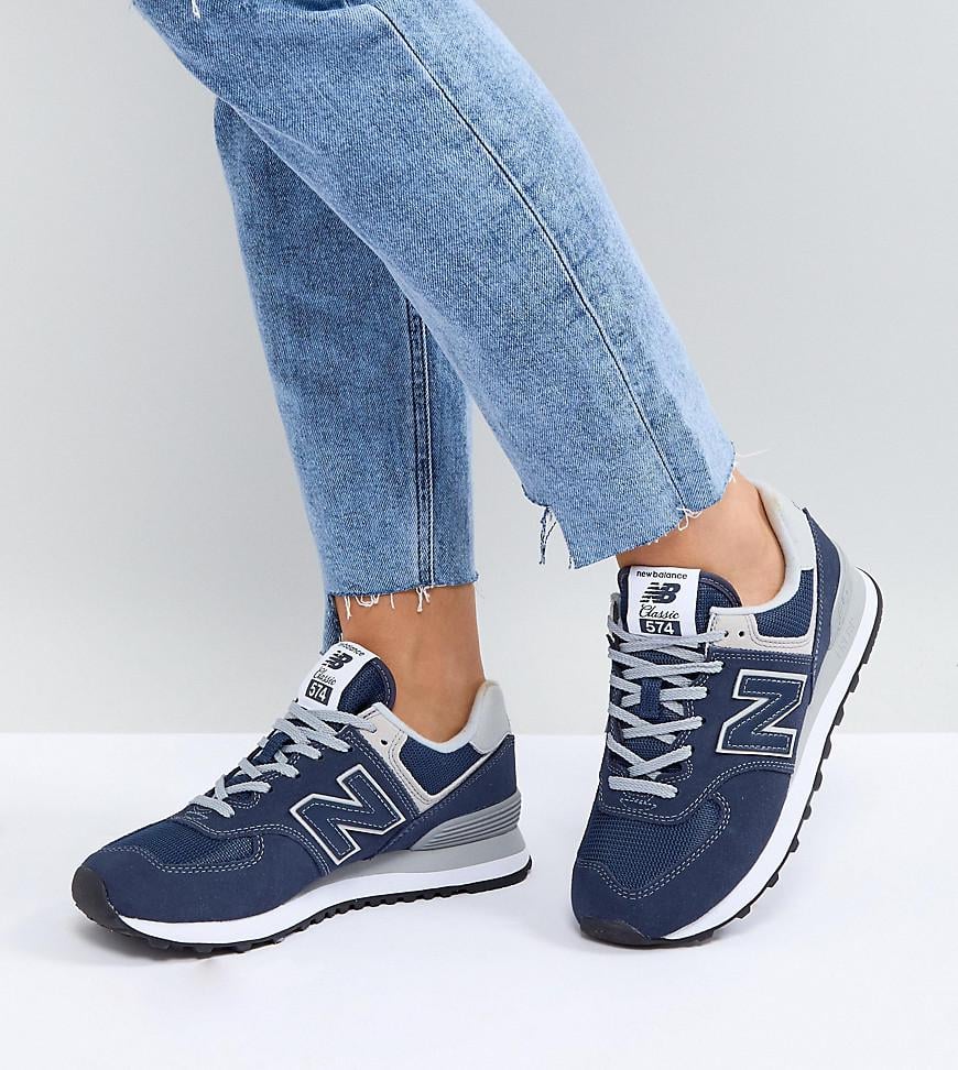 New Balance 574 Suede Trainers In Navy in Black - Lyst