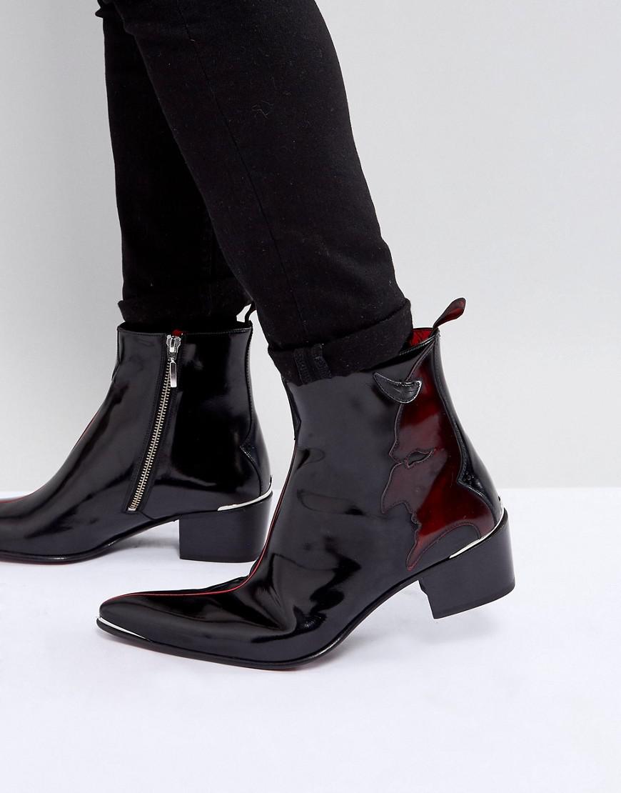 Jeffery West Sylvian Devil Detail Zip Boots In Black | Lyst