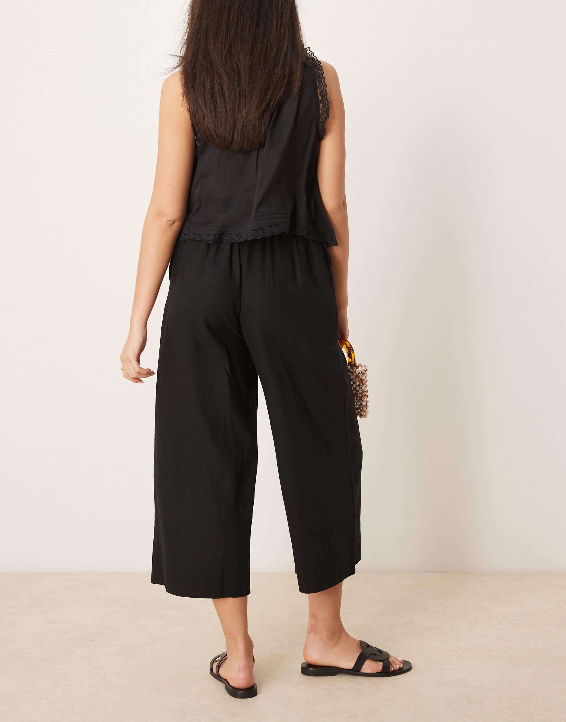 Asos New Look Black Cropped Trousers New Look Linen Cropped
