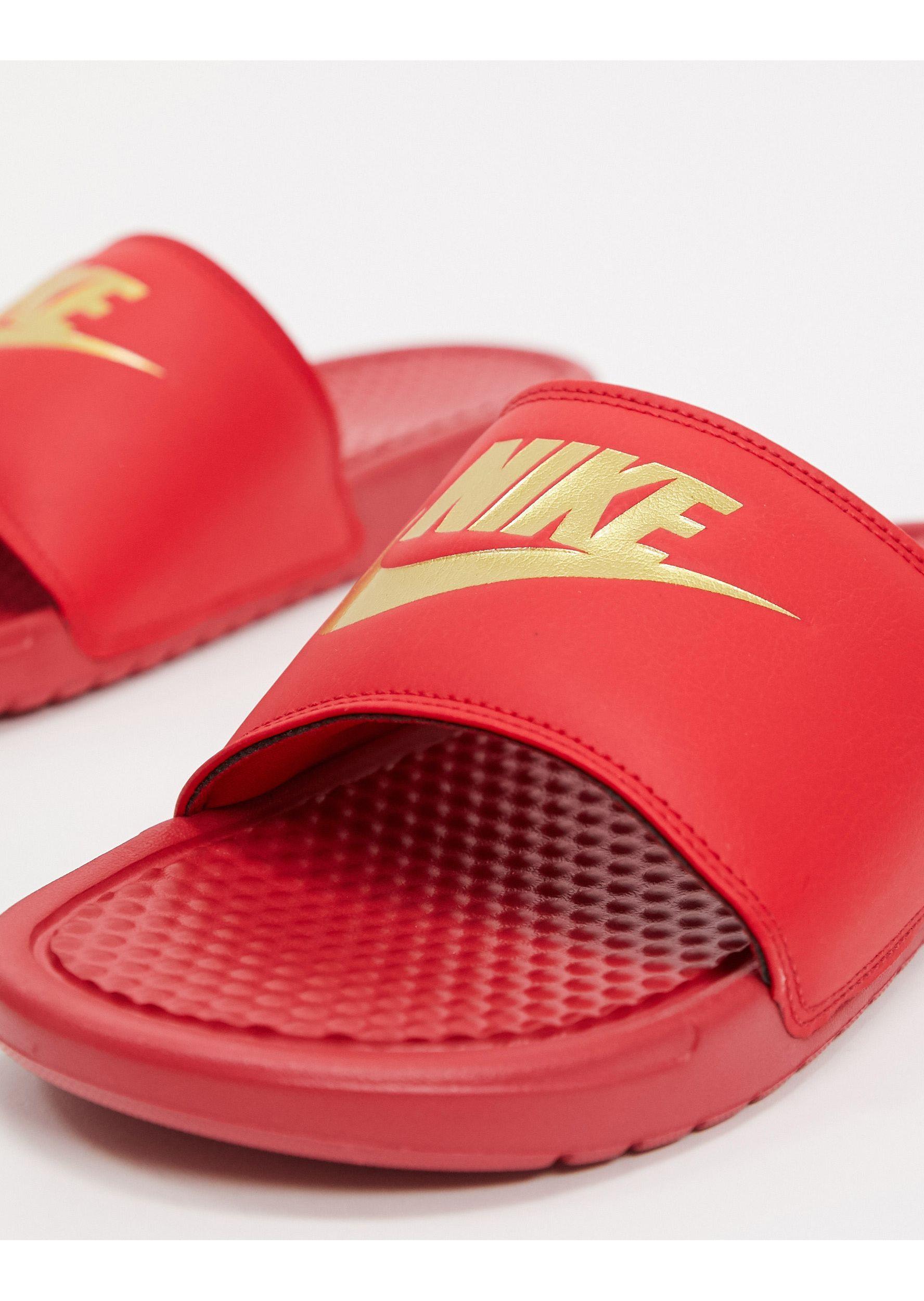 Nike Synthetic Benassi Just Do It Athletic Sandal in Red for Men | Lyst  Canada