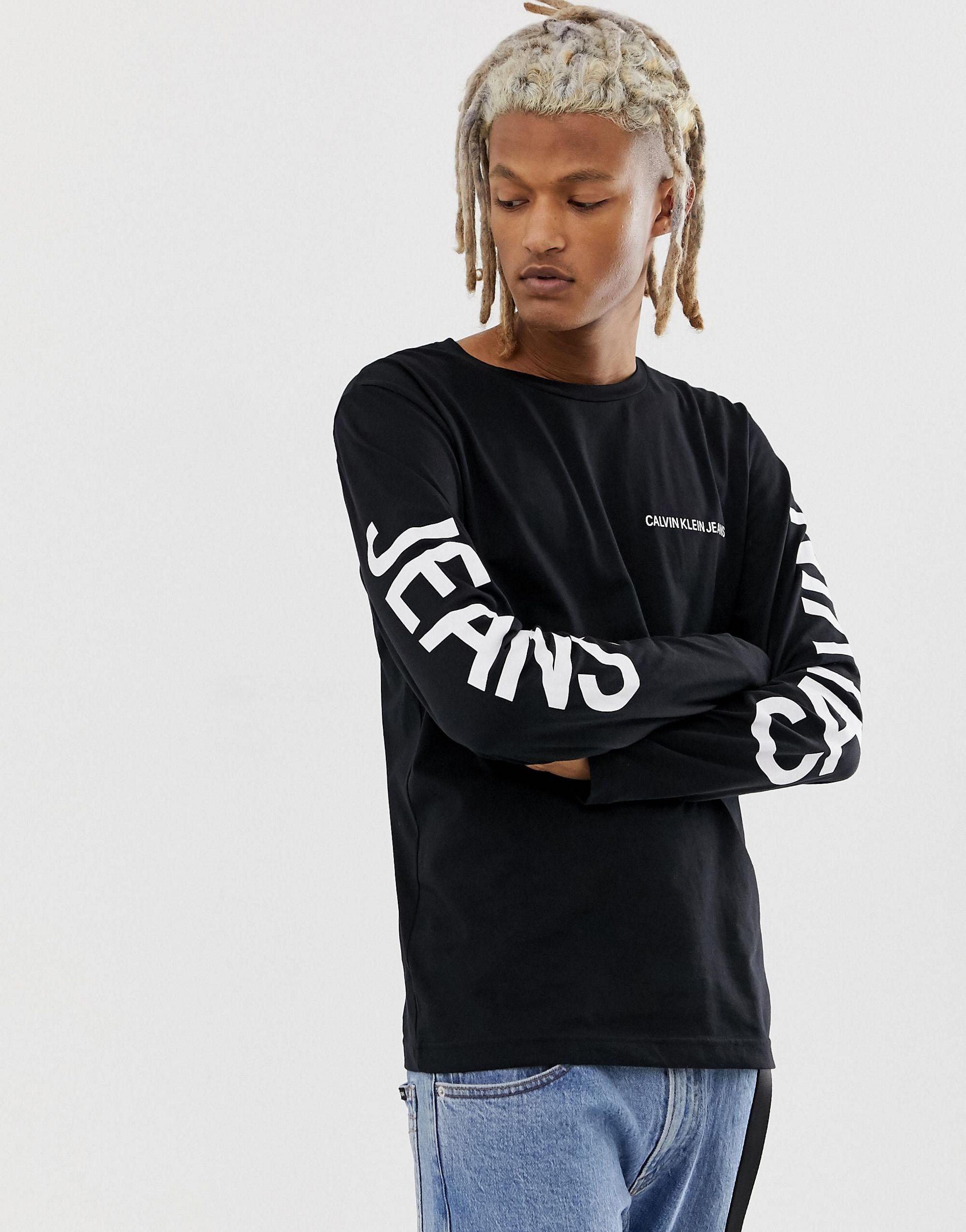Calvin Klein Denim Organic Cotton Long-sleeve T-shirt in Black for Men |  Lyst