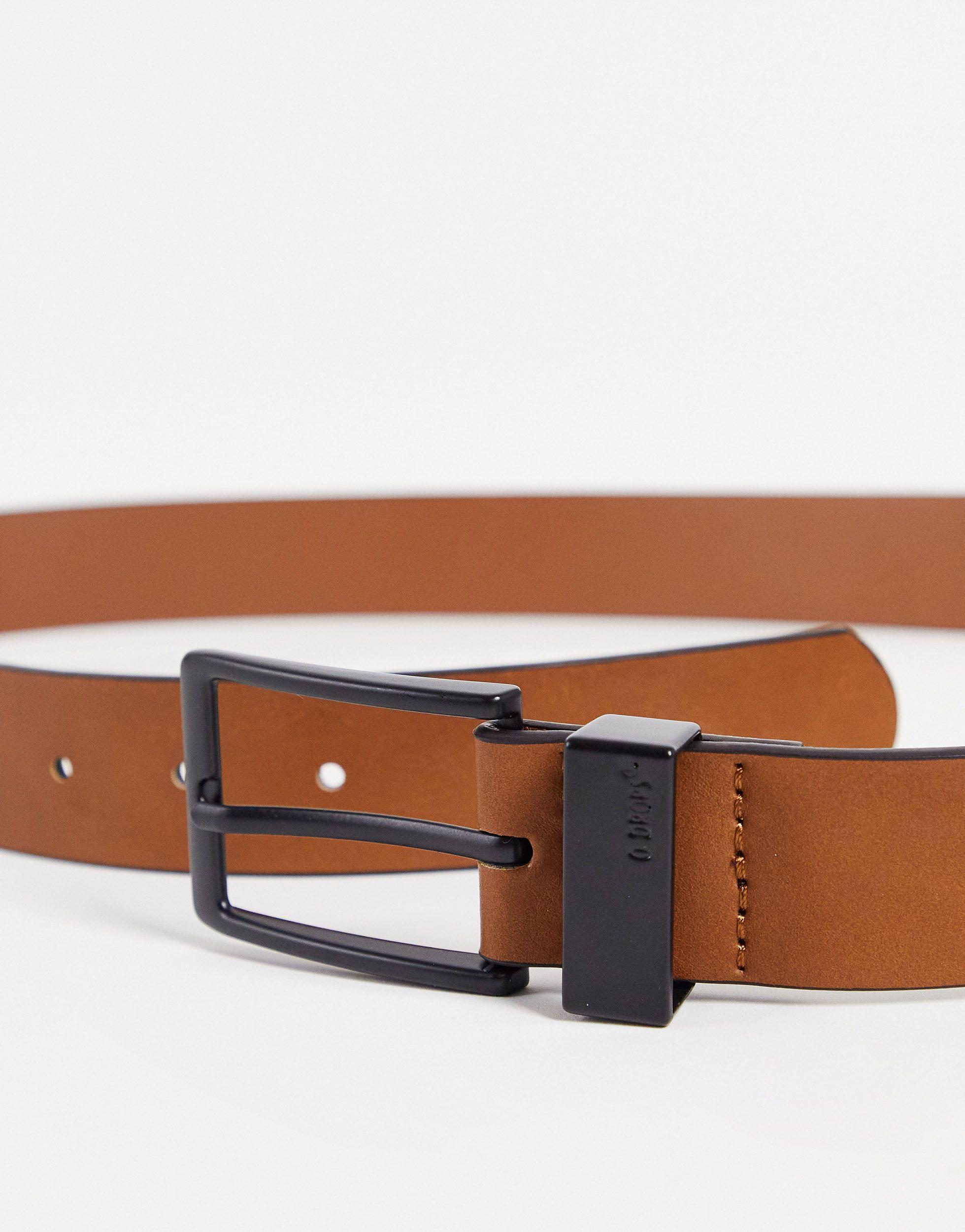 ASOS Design Smart Reversible Belt in Brown and Black Faux Leather with Silver Buckle
