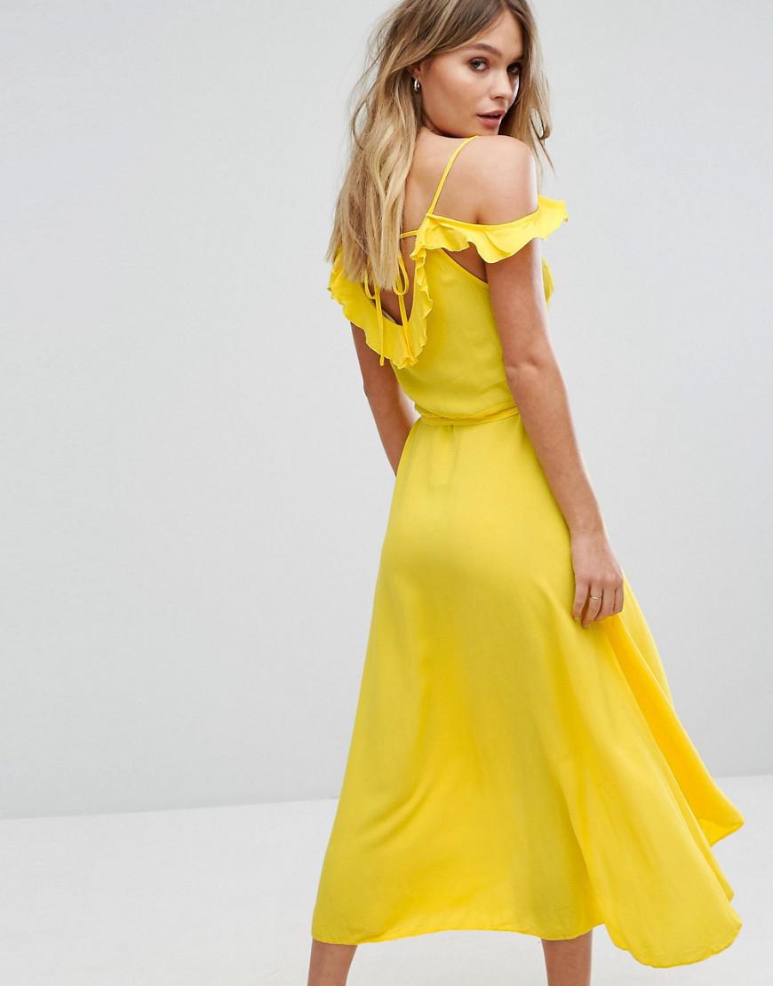 new look yellow wrap dress