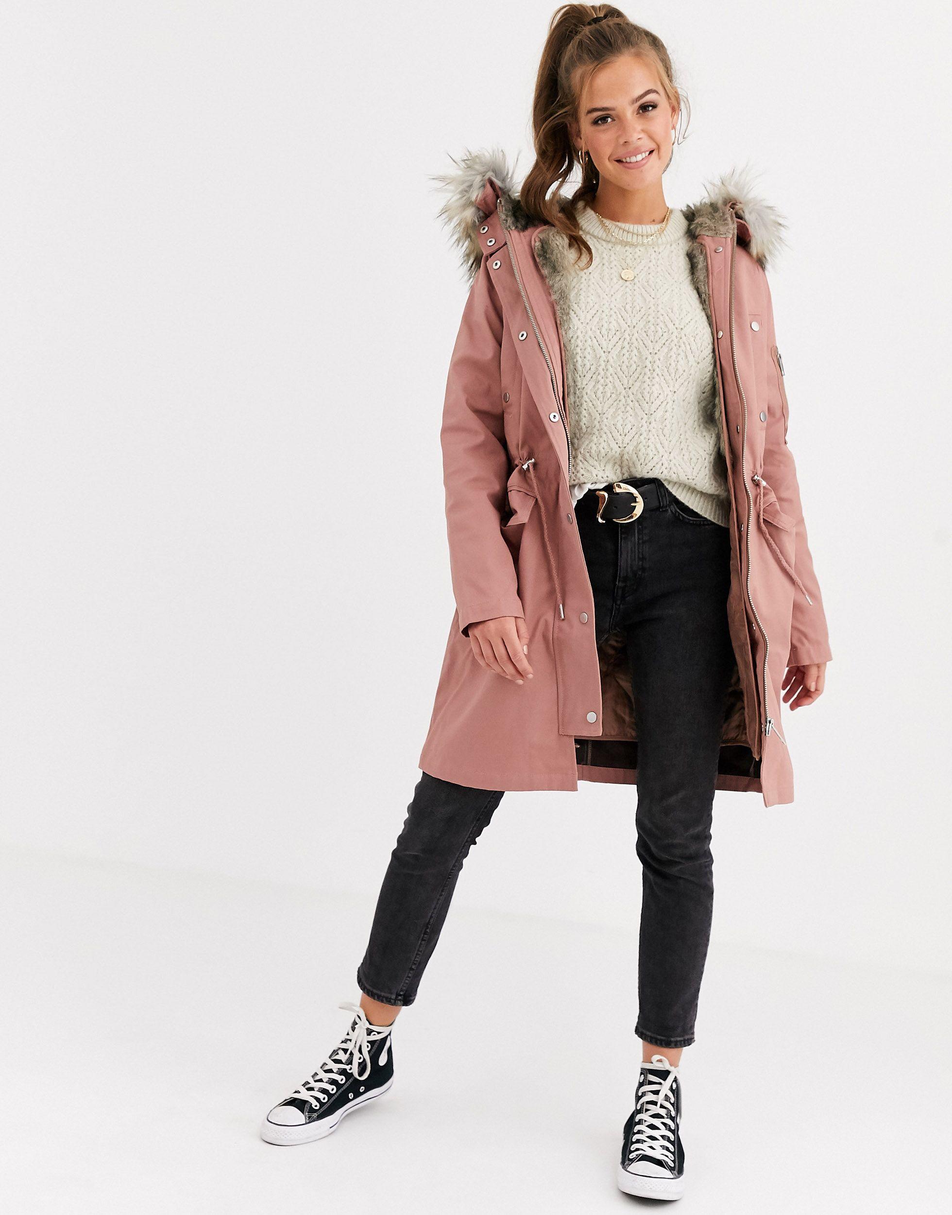 asos pink parka