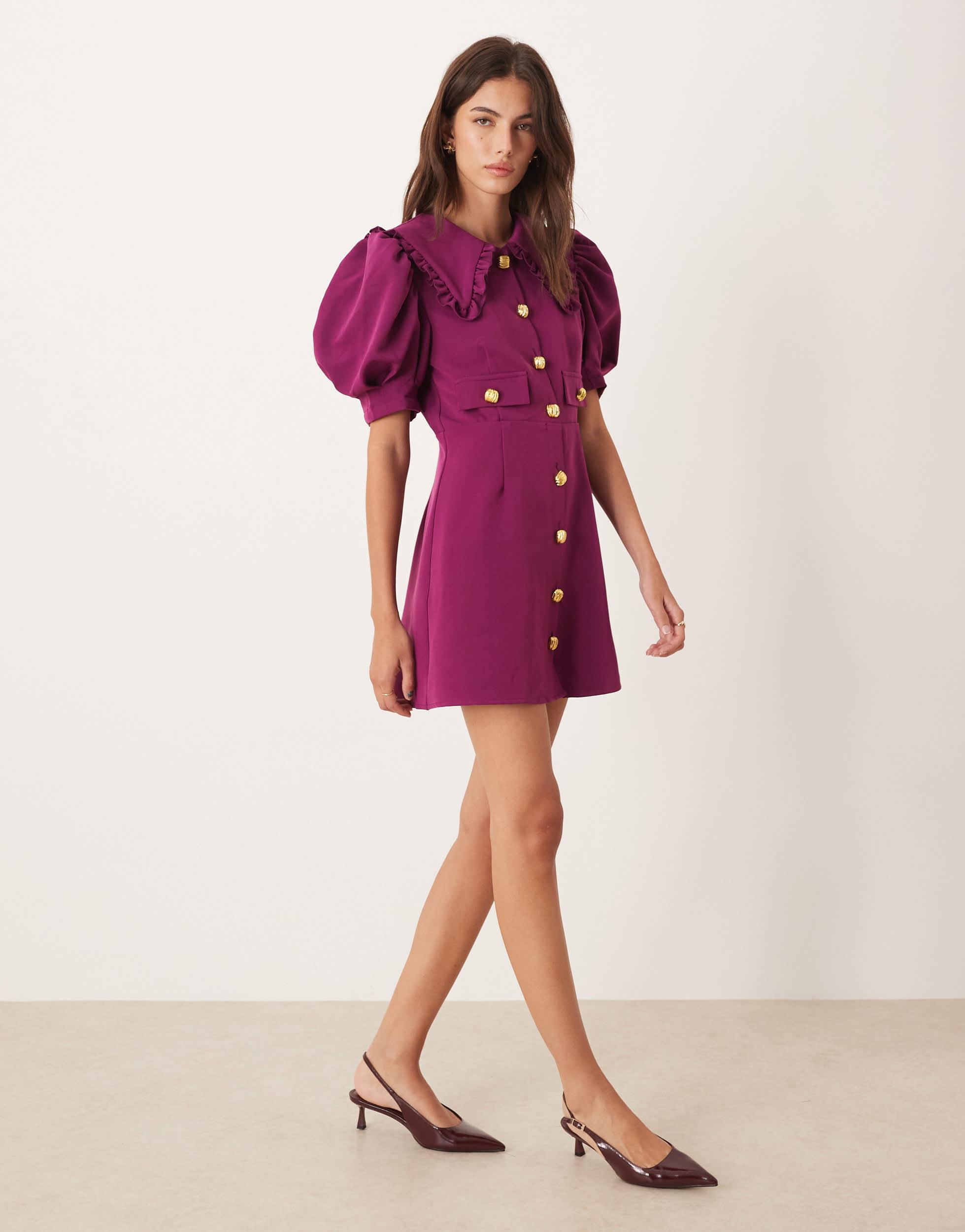strapless open back dress Purple V Neck Butterfly Sleeve Floral Midi Dress & Reviews - Purple -  Dresses main image 1